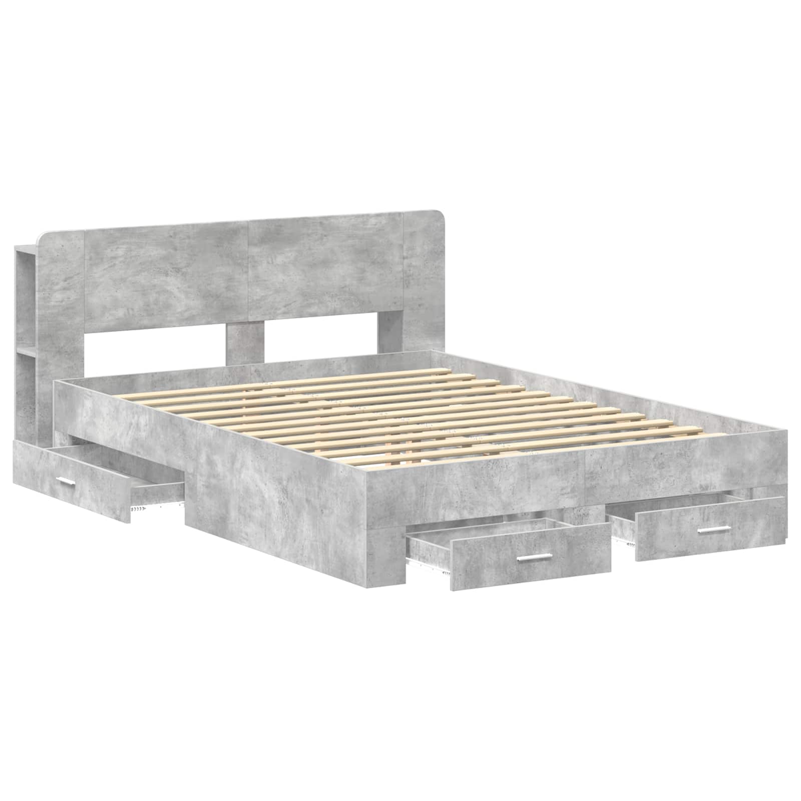 Bedframe met opslag Betongrijs 150 x 200 cm Bewerkt hout is nu te koop bij PeponiXL, paradijselijk wonen!