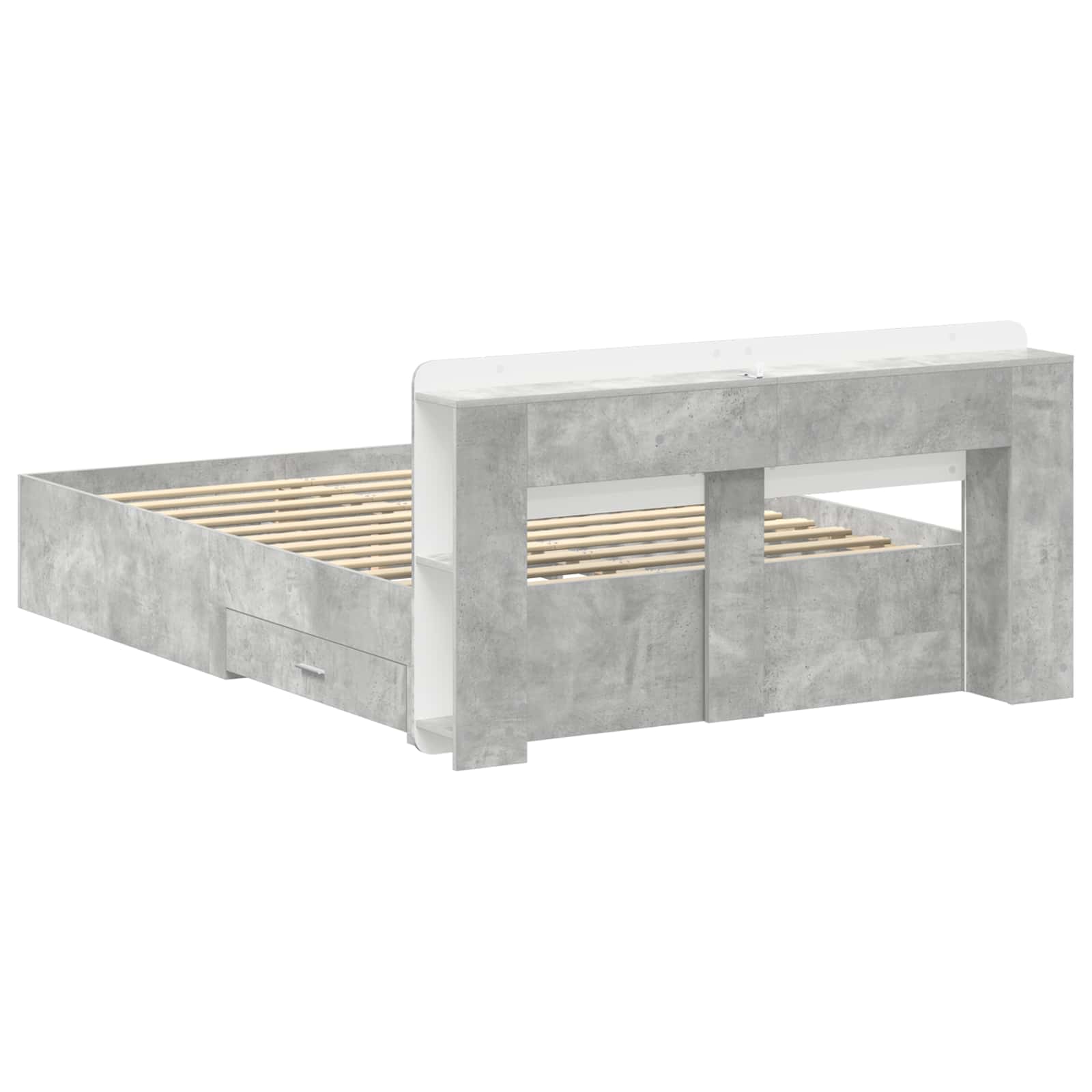 Bedframe met opslag Betongrijs 150 x 200 cm Bewerkt hout is nu te koop bij PeponiXL, paradijselijk wonen!