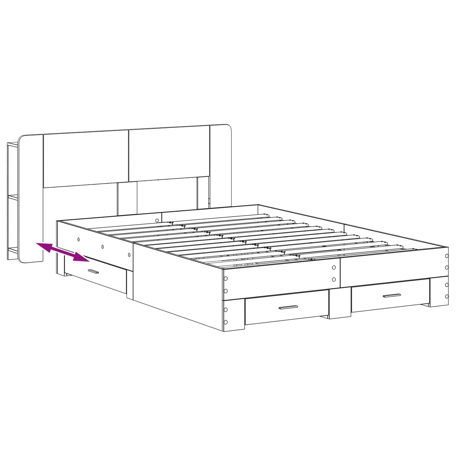 Bedframe met opslag Betongrijs 150 x 200 cm Bewerkt hout is nu te koop bij PeponiXL, paradijselijk wonen!
