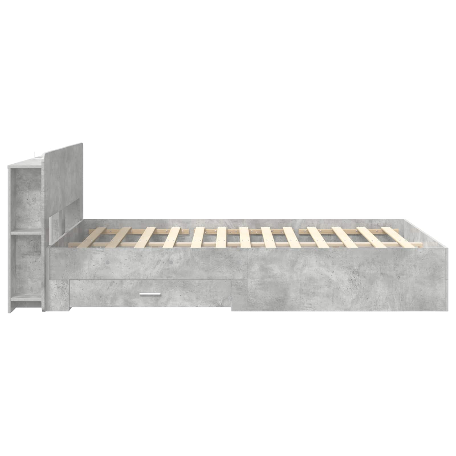 Bedframe met opslag Betongrijs 150 x 200 cm Bewerkt hout is nu te koop bij PeponiXL, paradijselijk wonen!