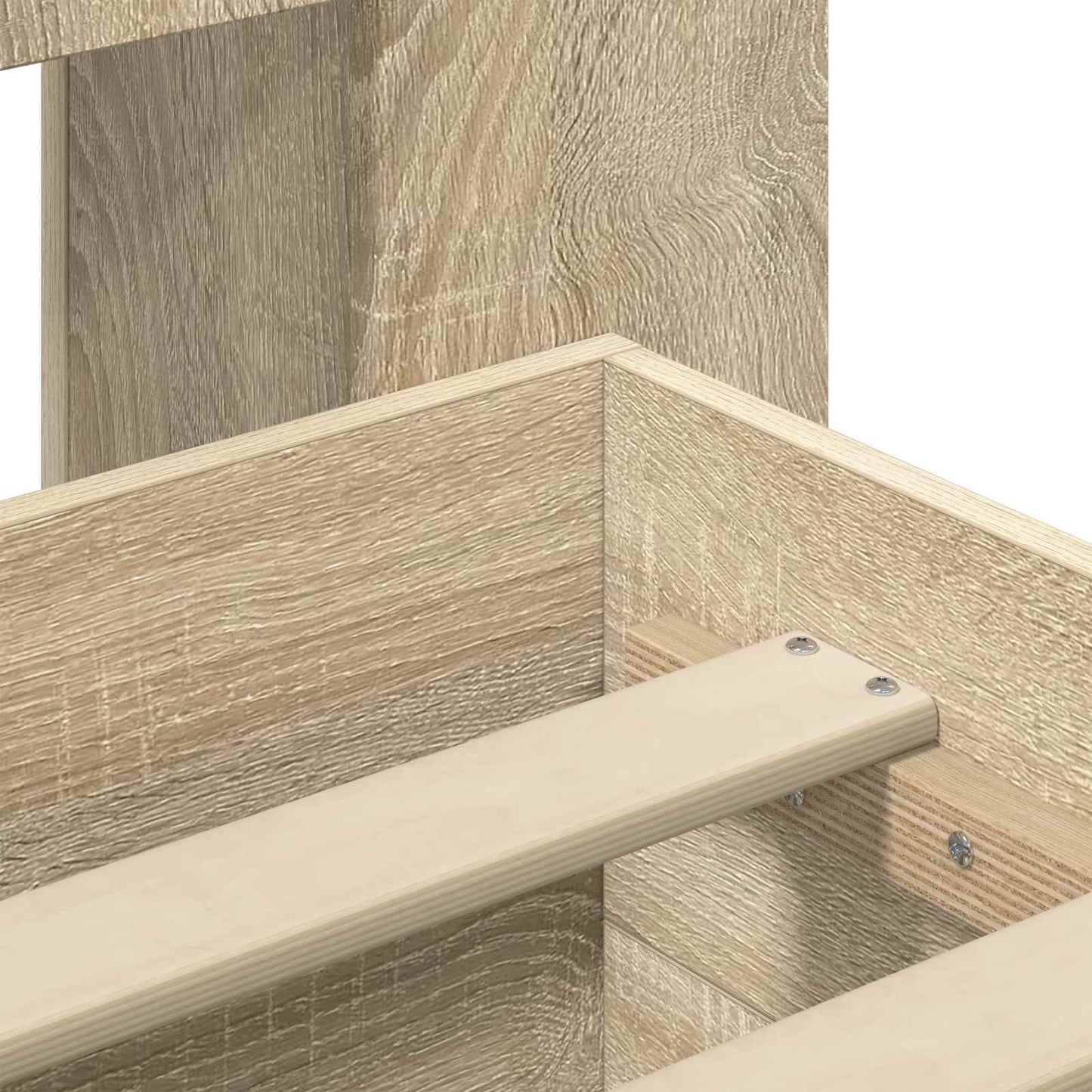 Bedframe met opslag Sonoma Eiken 150 x 200 cm Bewerkt hout is nu te koop bij PeponiXL, paradijselijk wonen!