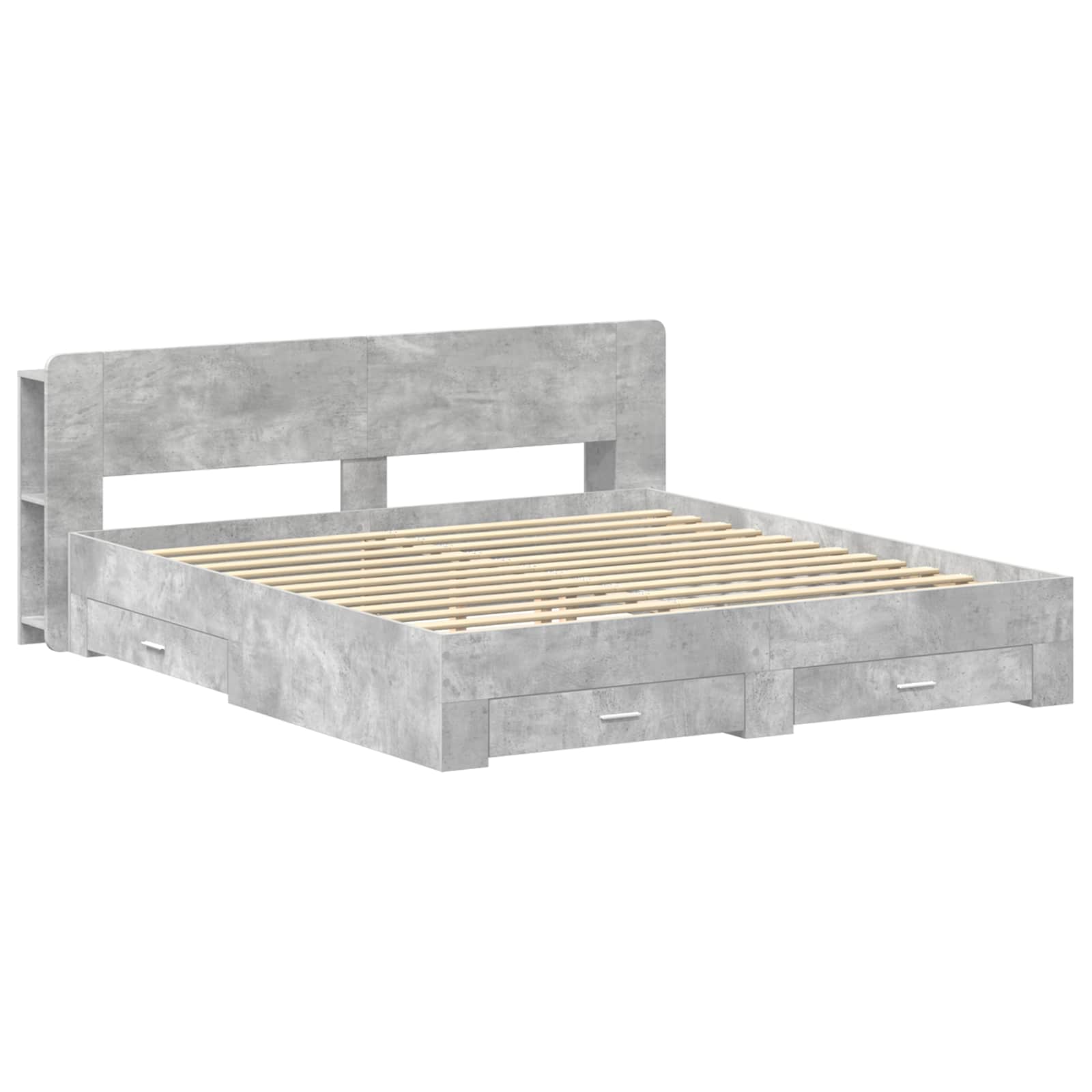 Bedframe met opslag Betongrijs 200 x 200 cm Bewerkt hout is nu te koop bij PeponiXL, paradijselijk wonen!