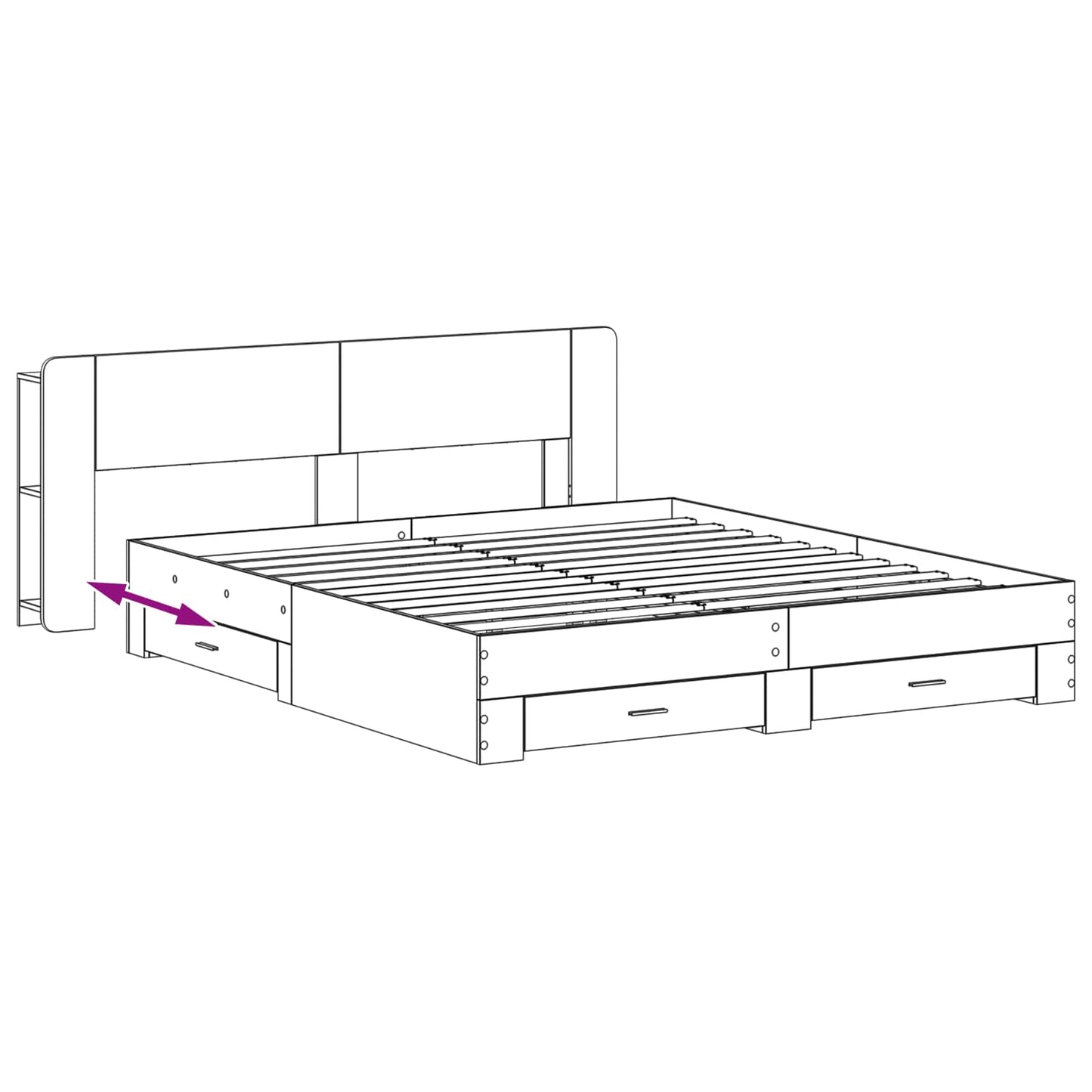 Bedframe met opslag Betongrijs 200 x 200 cm Bewerkt hout is nu te koop bij PeponiXL, paradijselijk wonen!