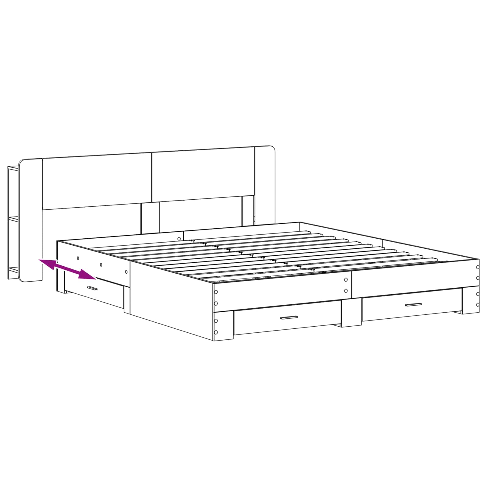 Bedframe met opslag Betongrijs 200 x 200 cm Bewerkt hout is nu te koop bij PeponiXL, paradijselijk wonen!