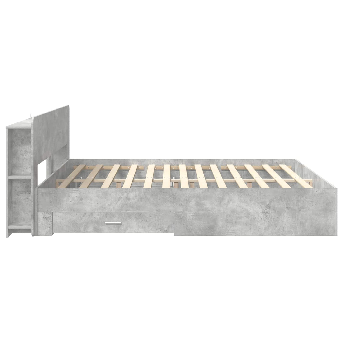 Bedframe met opslag Betongrijs 200 x 200 cm Bewerkt hout is nu te koop bij PeponiXL, paradijselijk wonen!