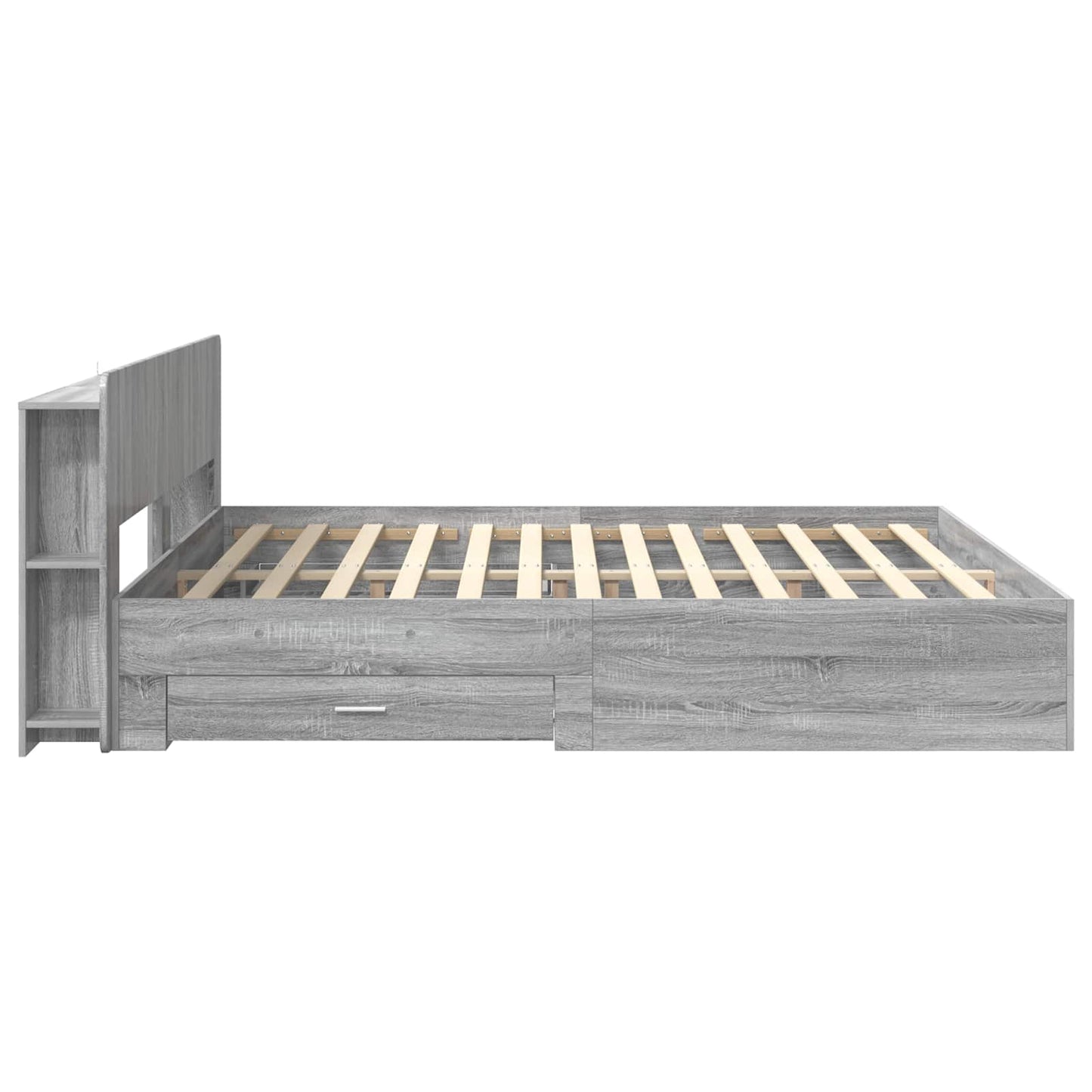 Bedframe met opslag Grijs Sonoma 200 x 200 cm Bewerkt hout is nu te koop bij PeponiXL, paradijselijk wonen!