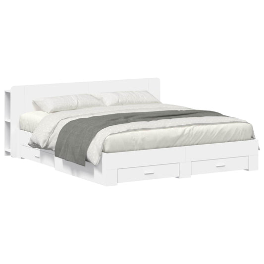 Bedframe met opslag Wit 180 x 200 cm Bewerkt hout is nu te koop bij PeponiXL, paradijselijk wonen!