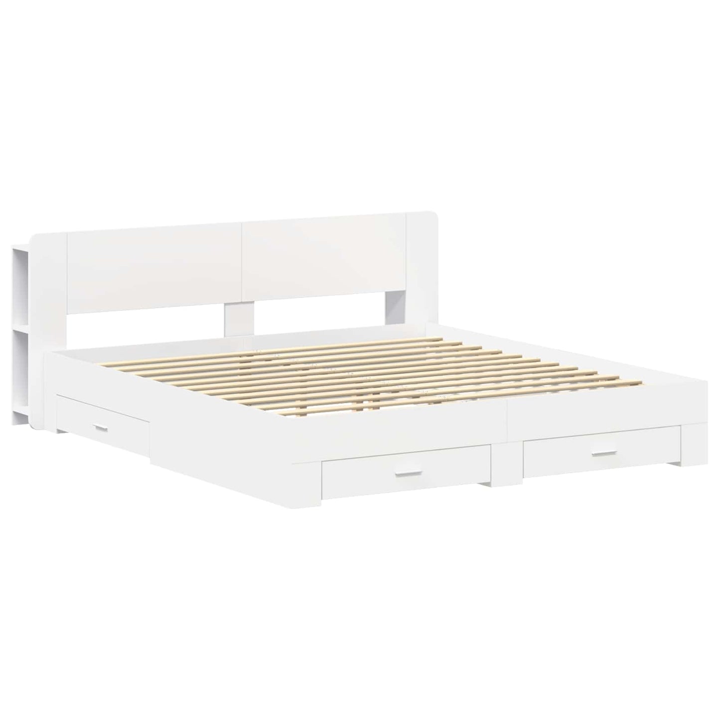 Bedframe met opslag Wit 180 x 200 cm Bewerkt hout is nu te koop bij PeponiXL, paradijselijk wonen!