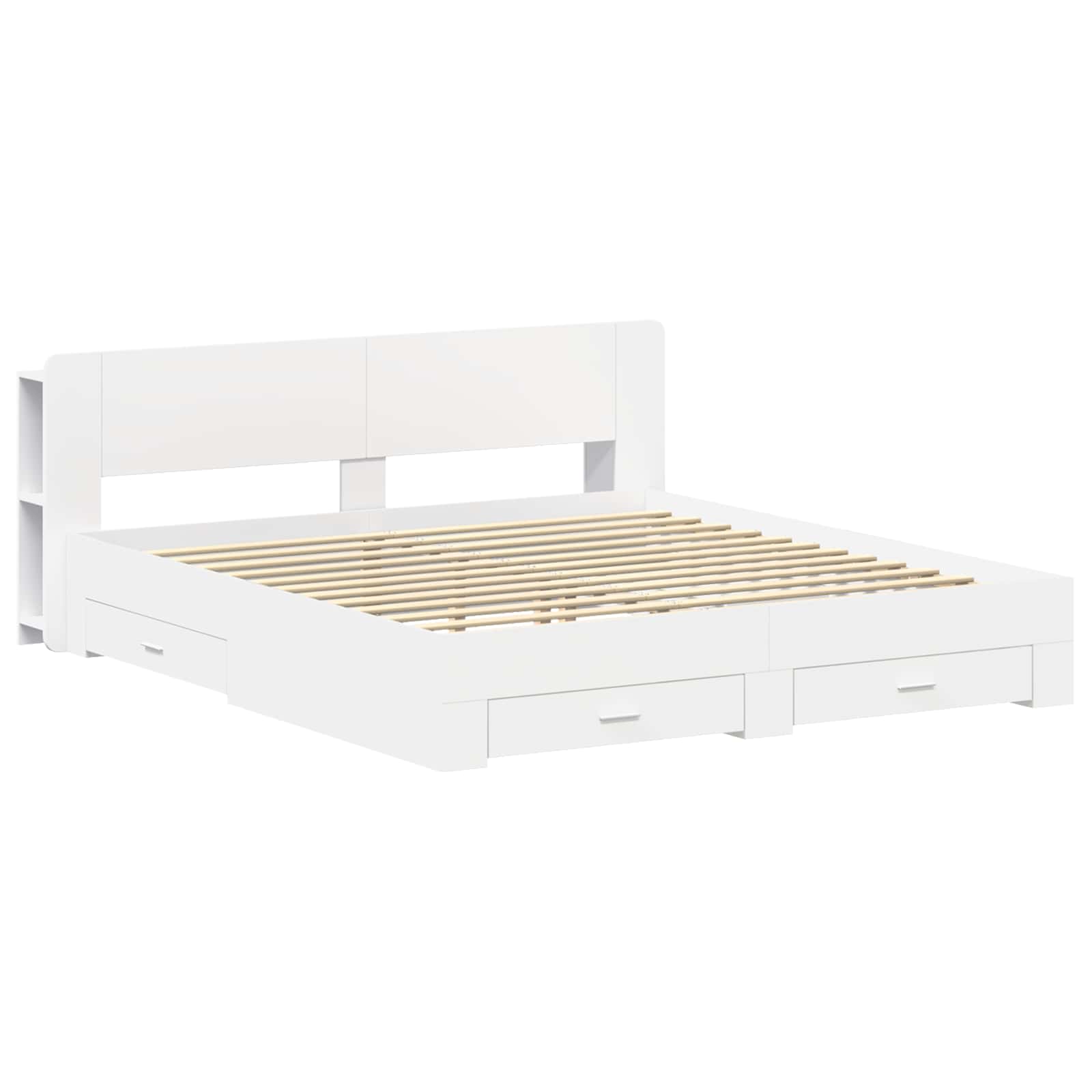 Bedframe met opslag Wit 180 x 200 cm Bewerkt hout is nu te koop bij PeponiXL, paradijselijk wonen!