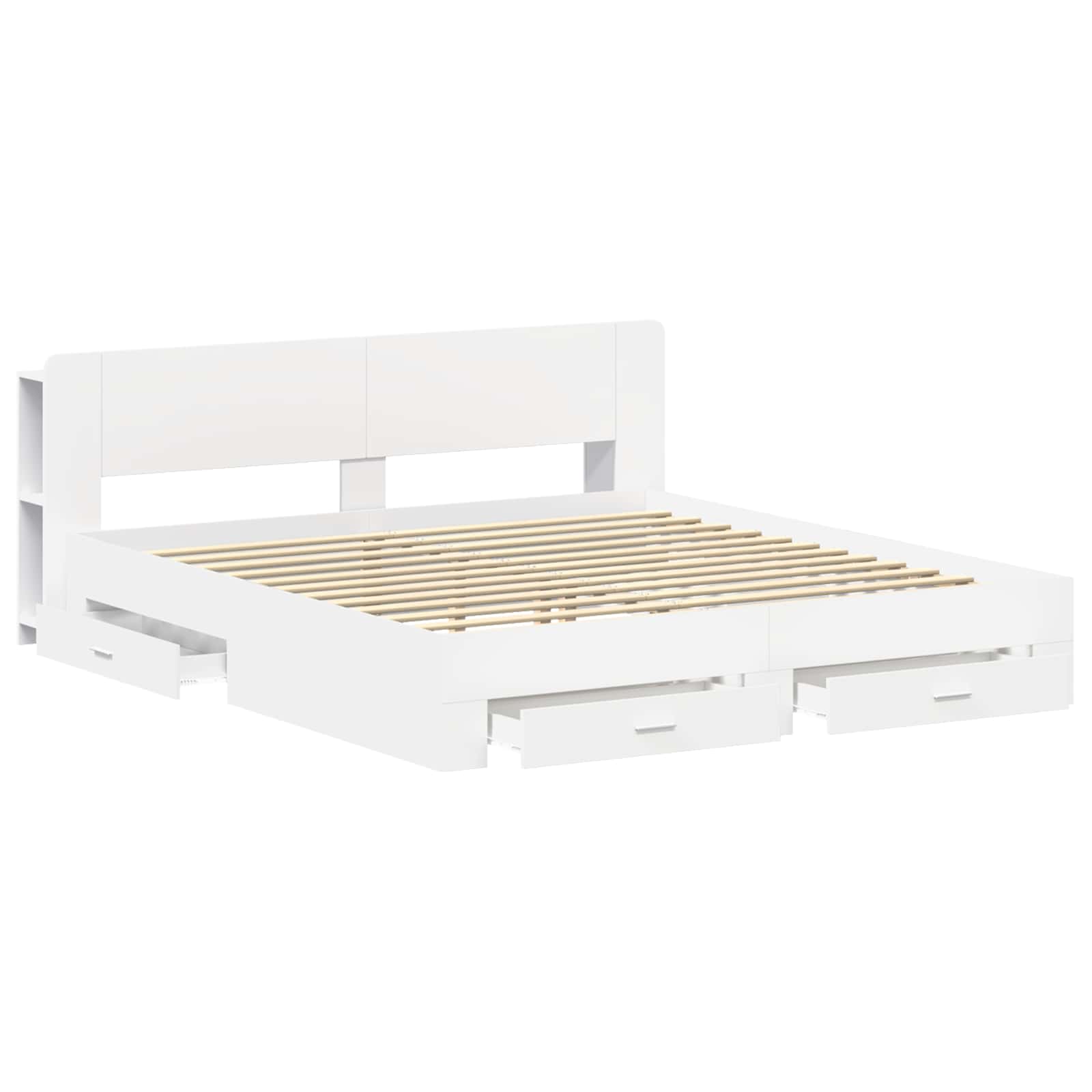 Bedframe met opslag Wit 180 x 200 cm Bewerkt hout is nu te koop bij PeponiXL, paradijselijk wonen!