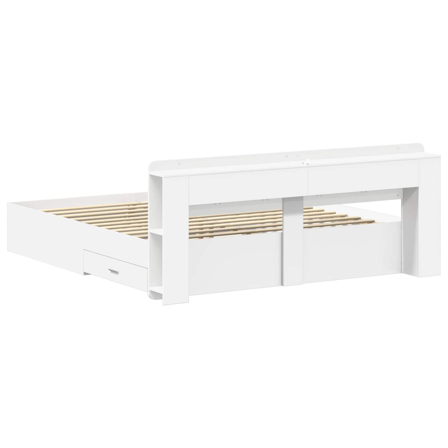 Bedframe met opslag Wit 180 x 200 cm Bewerkt hout is nu te koop bij PeponiXL, paradijselijk wonen!
