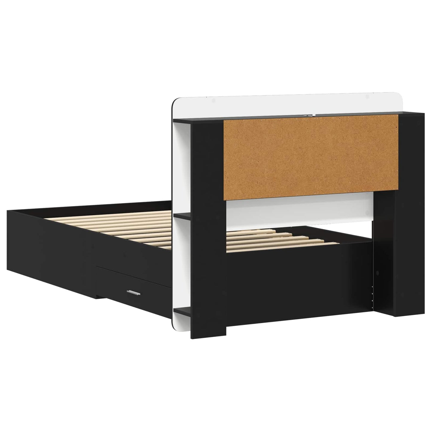 Bedframe met opslag Zwart 75 x 190 cm Bewerkt hout is nu te koop bij PeponiXL, paradijselijk wonen!