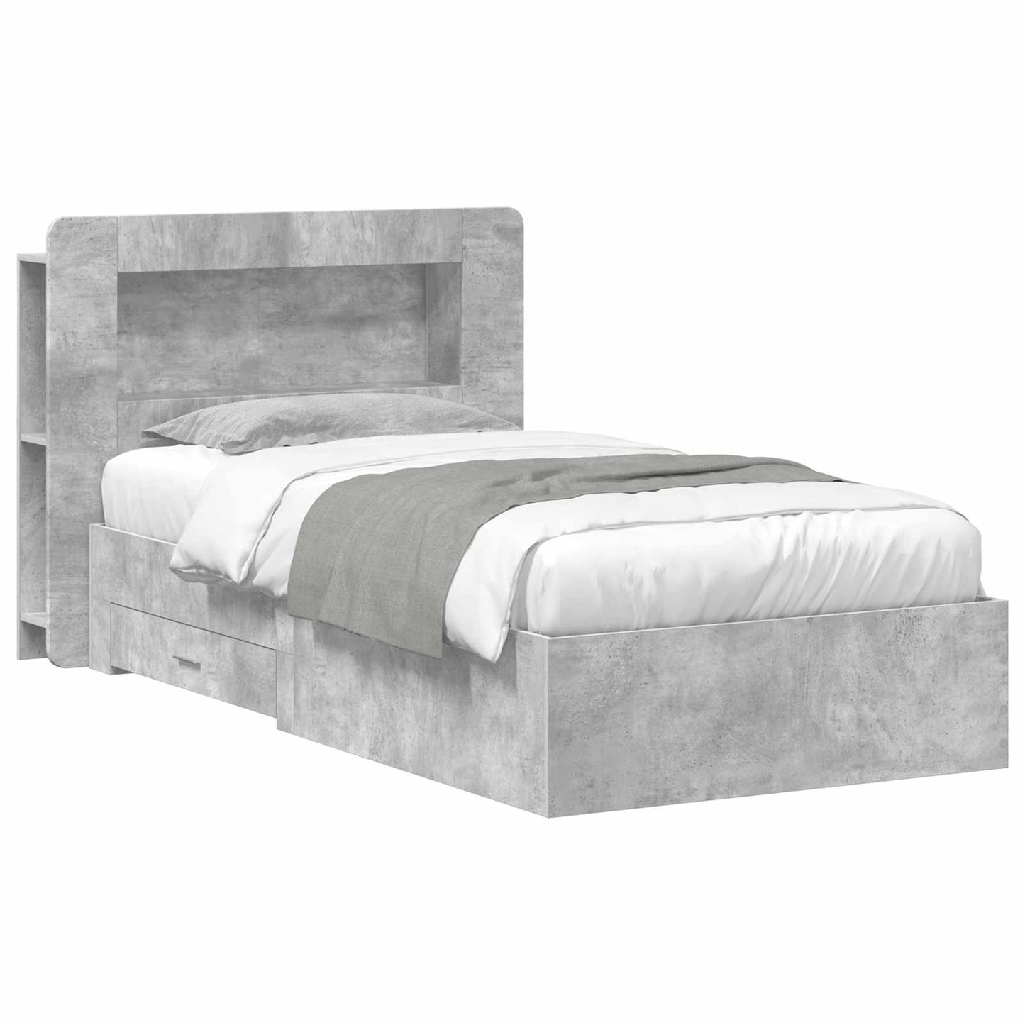 Bedframe met opslag Betongrijs 80 x 200 cm Bewerkt hout is nu te koop bij PeponiXL, paradijselijk wonen!