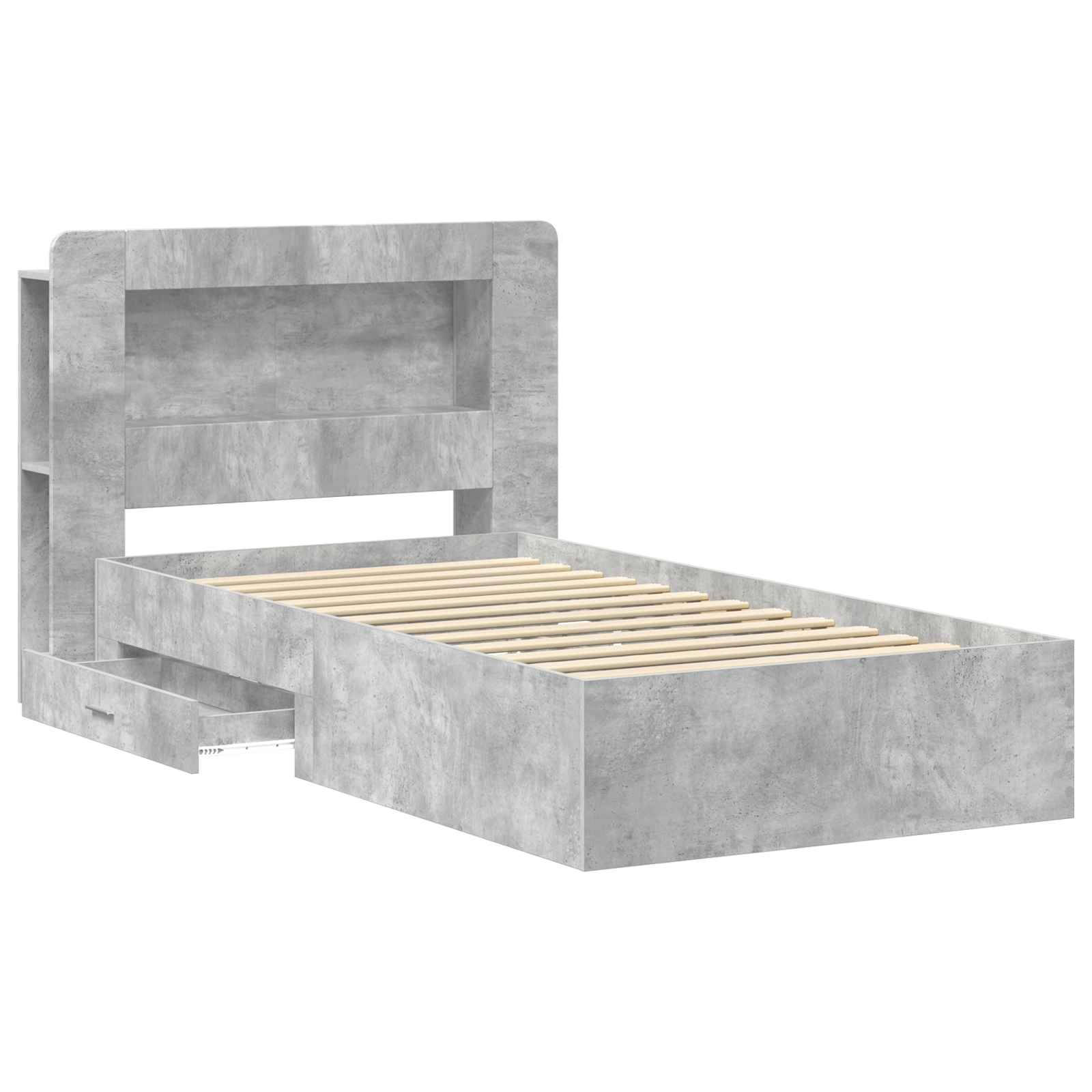 Bedframe met opslag Betongrijs 80 x 200 cm Bewerkt hout is nu te koop bij PeponiXL, paradijselijk wonen!