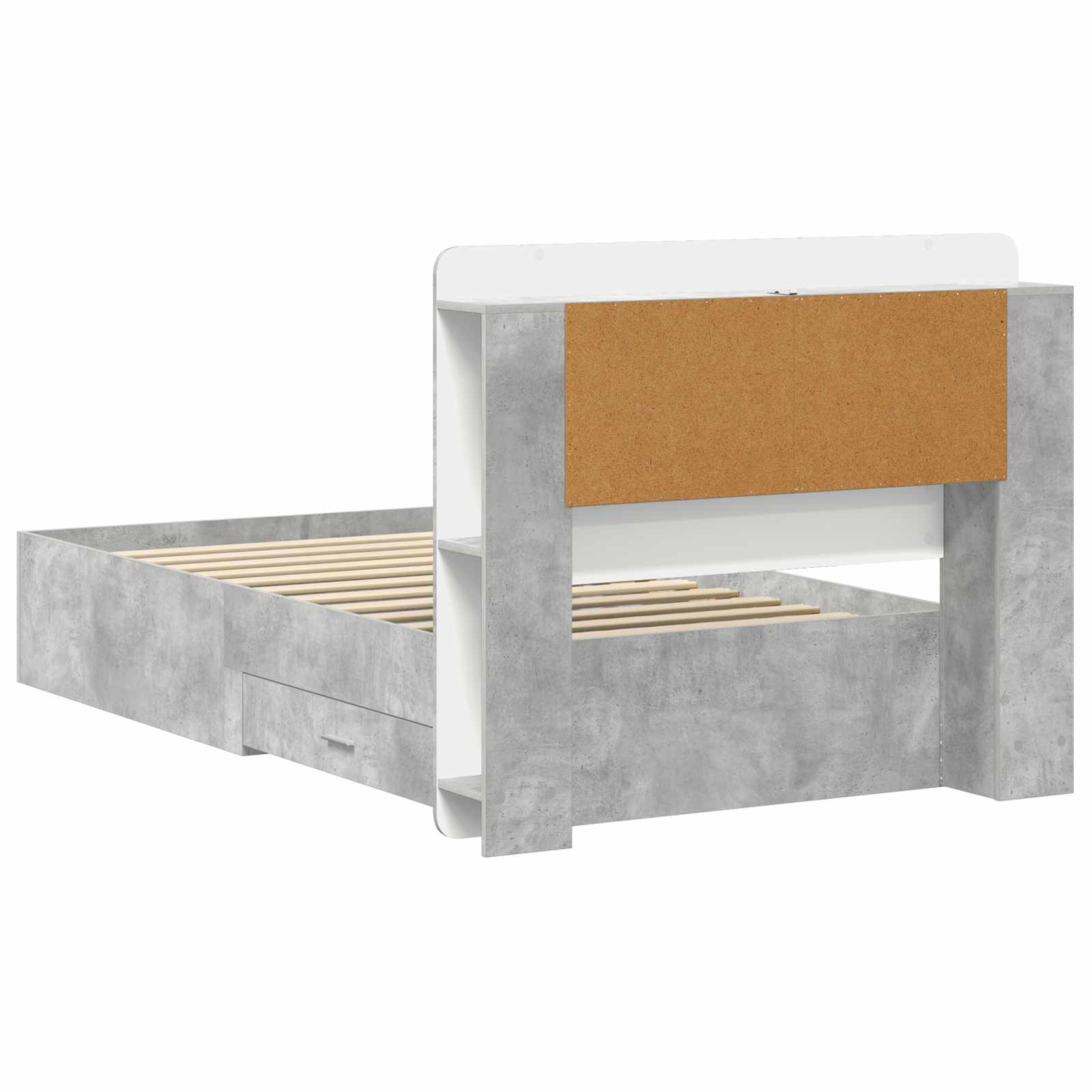 Bedframe met opslag Betongrijs 80 x 200 cm Bewerkt hout is nu te koop bij PeponiXL, paradijselijk wonen!
