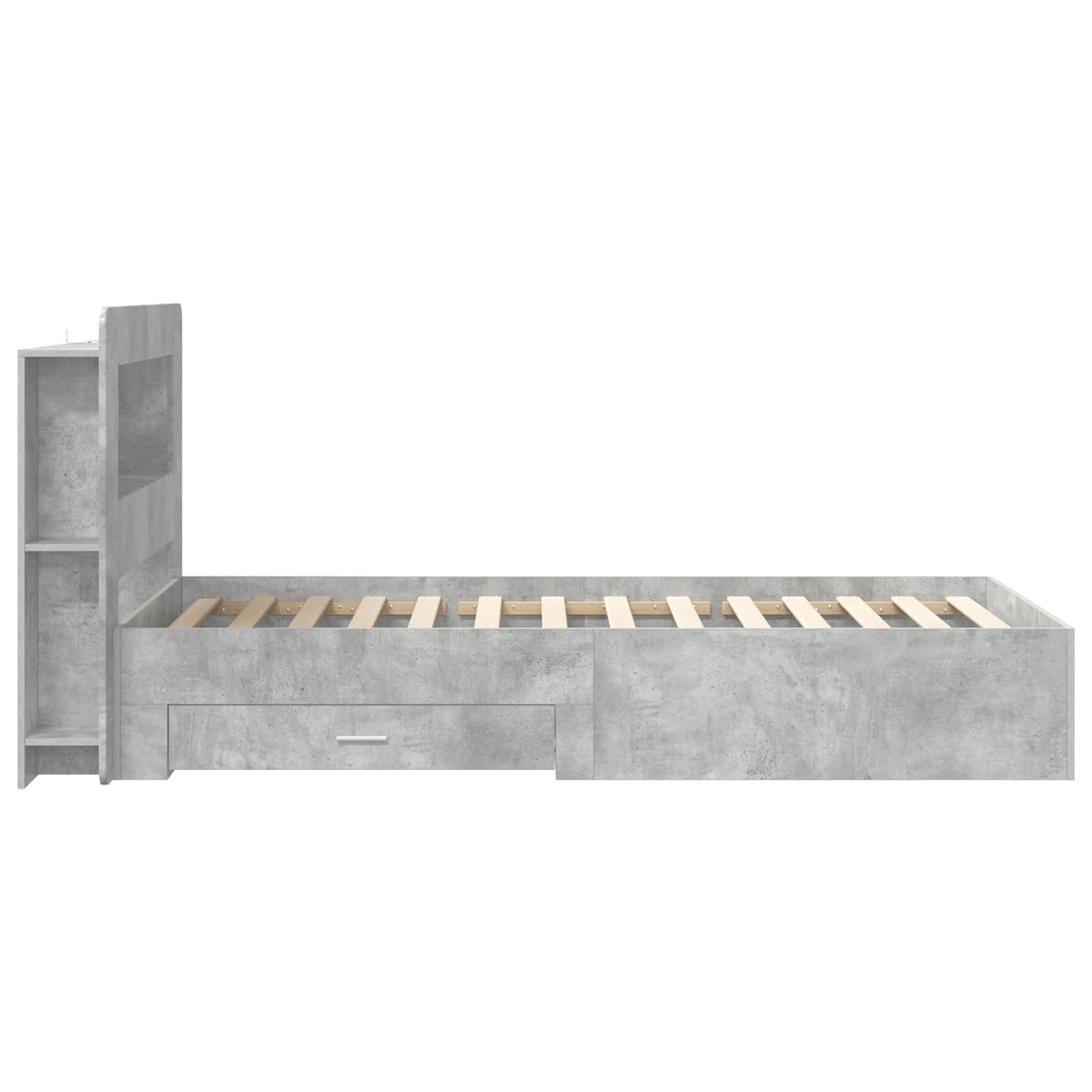 Bedframe met opslag Betongrijs 80 x 200 cm Bewerkt hout is nu te koop bij PeponiXL, paradijselijk wonen!