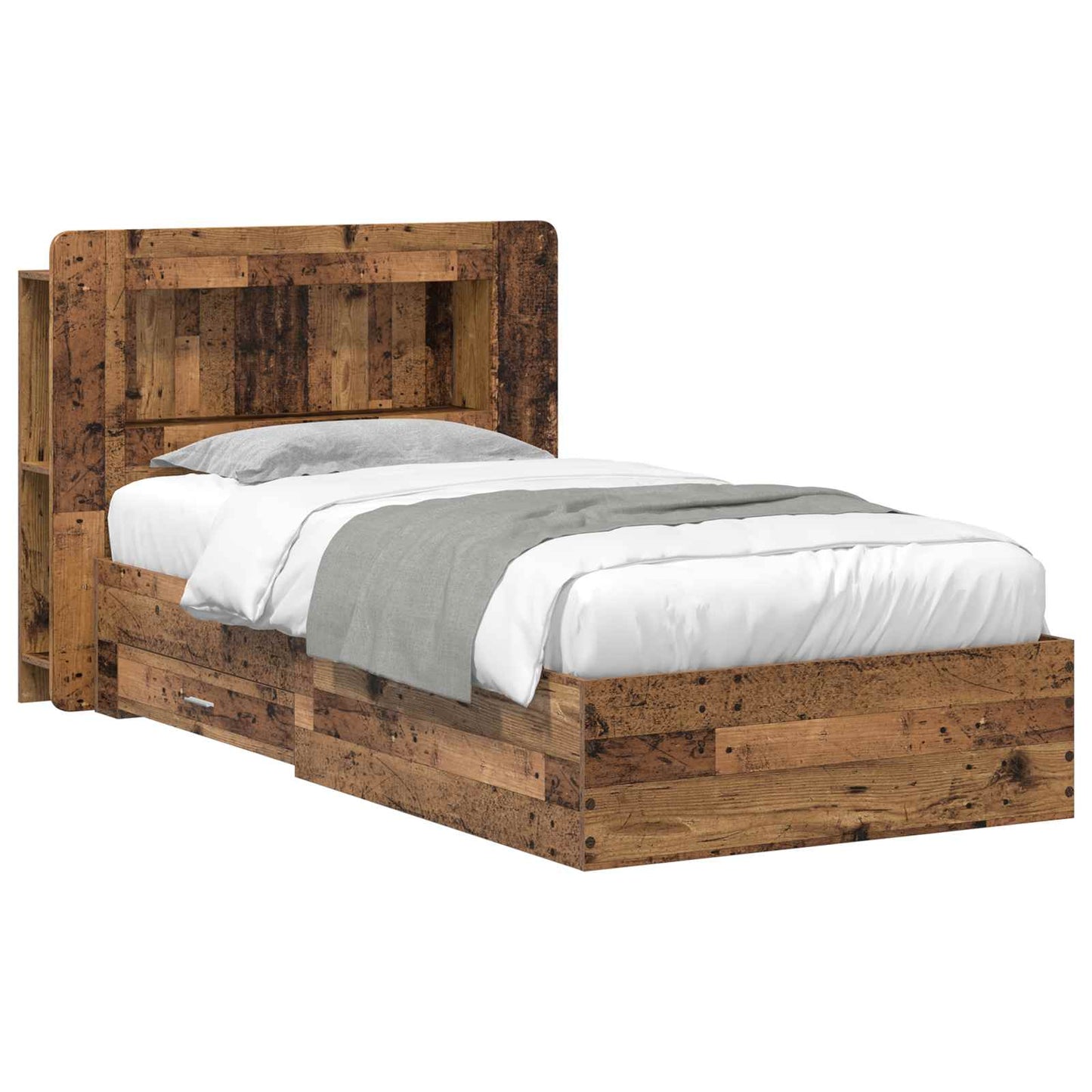 Bedframe met opslag Oud hout 80 x 200 cm Bewerkt hout is nu te koop bij PeponiXL, paradijselijk wonen!