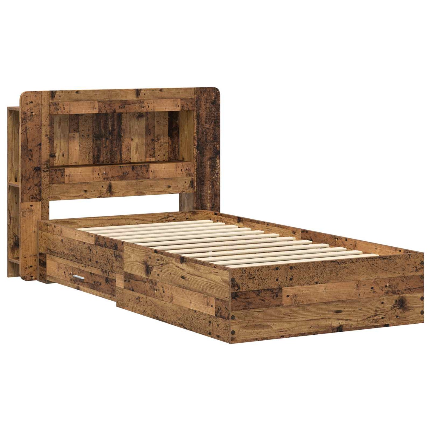 Bedframe met opslag Oud hout 80 x 200 cm Bewerkt hout is nu te koop bij PeponiXL, paradijselijk wonen!