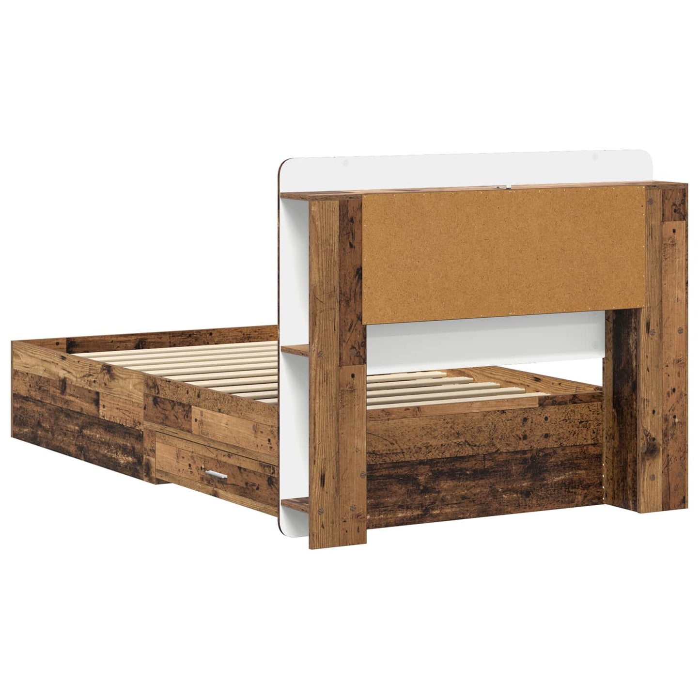 Bedframe met opslag Oud hout 80 x 200 cm Bewerkt hout is nu te koop bij PeponiXL, paradijselijk wonen!