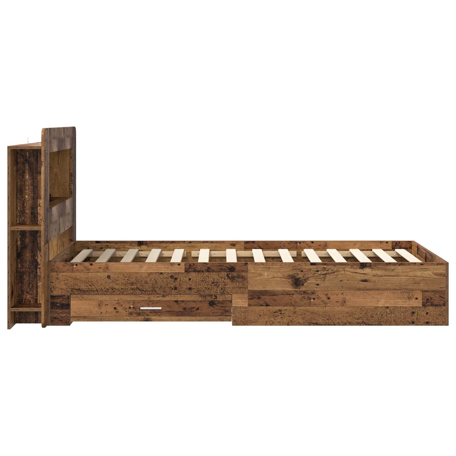 Bedframe met opslag Oud hout 80 x 200 cm Bewerkt hout is nu te koop bij PeponiXL, paradijselijk wonen!