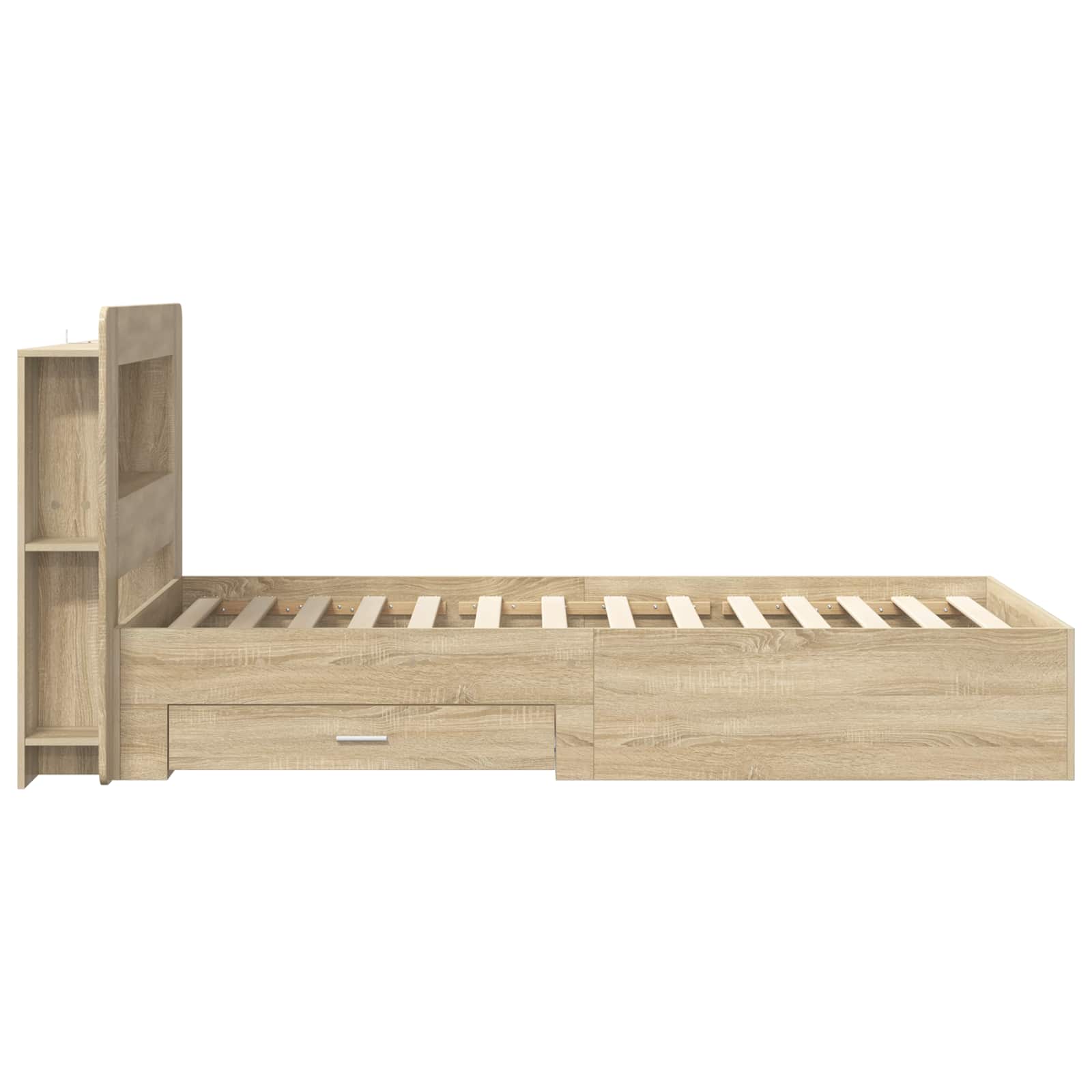 Bedframe met opslag Sonoma Eiken 80 x 200 cm Bewerkt hout is nu te koop bij PeponiXL, paradijselijk wonen!