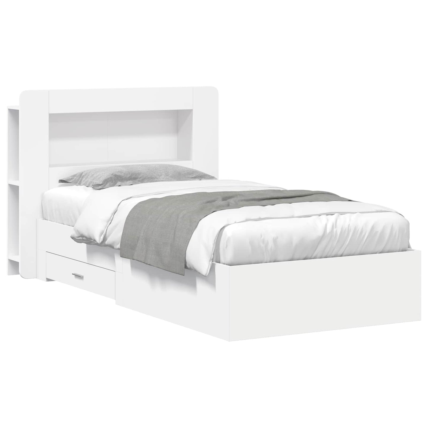 Bedframe met opslag met hoofdeinde Wit 80 x 200 cm Bewerkt hout is nu te koop bij PeponiXL, paradijselijk wonen!