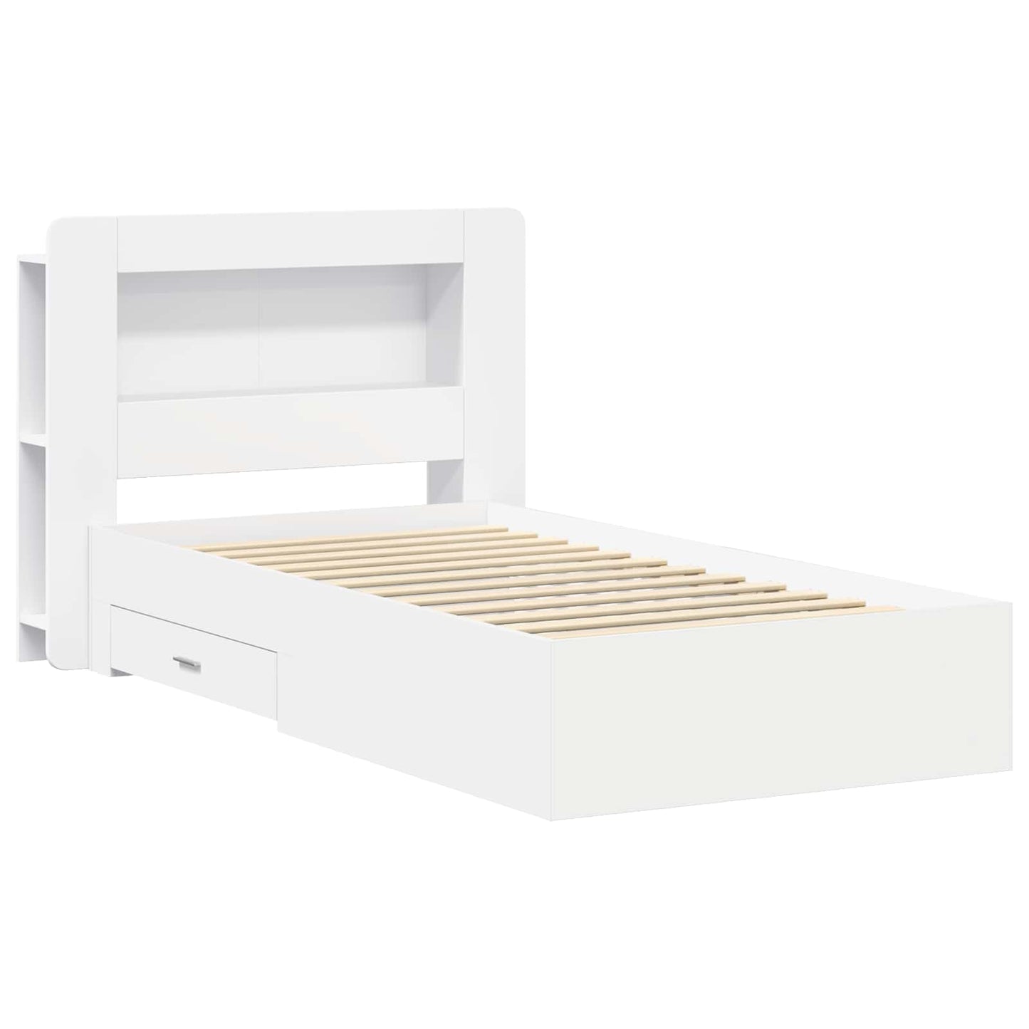 Bedframe met opslag met hoofdeinde Wit 80 x 200 cm Bewerkt hout is nu te koop bij PeponiXL, paradijselijk wonen!