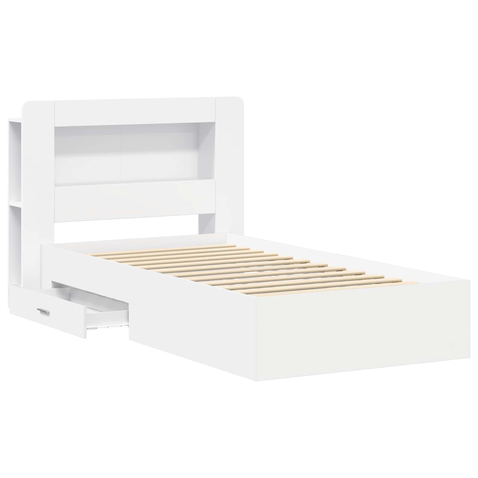 Bedframe met opslag met hoofdeinde Wit 80 x 200 cm Bewerkt hout is nu te koop bij PeponiXL, paradijselijk wonen!