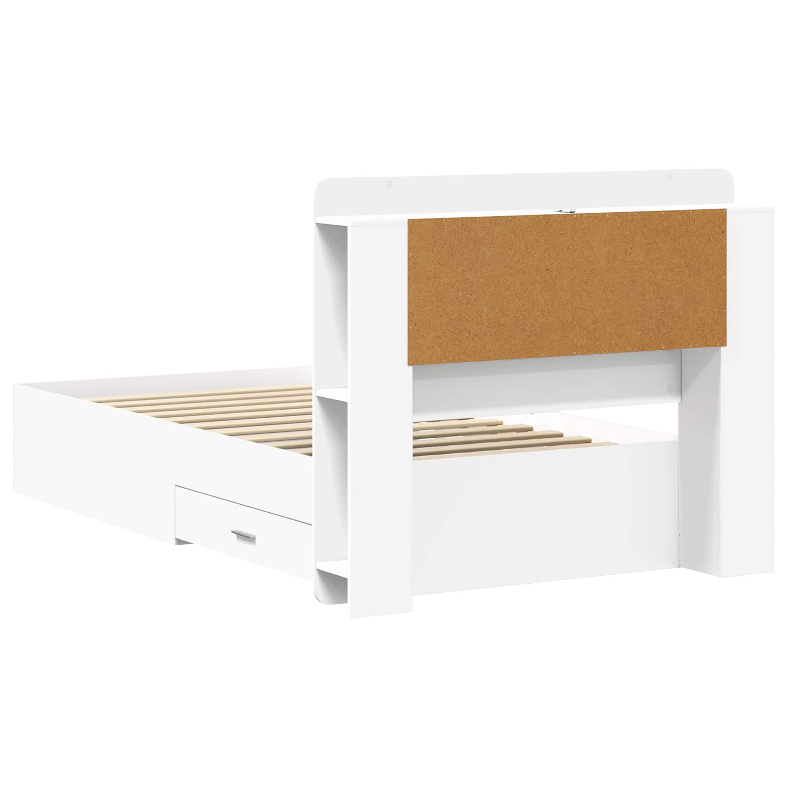 Bedframe met opslag met hoofdeinde Wit 80 x 200 cm Bewerkt hout is nu te koop bij PeponiXL, paradijselijk wonen!