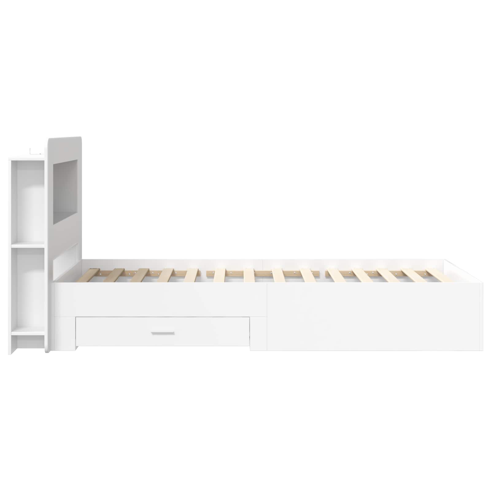 Bedframe met opslag met hoofdeinde Wit 80 x 200 cm Bewerkt hout is nu te koop bij PeponiXL, paradijselijk wonen!