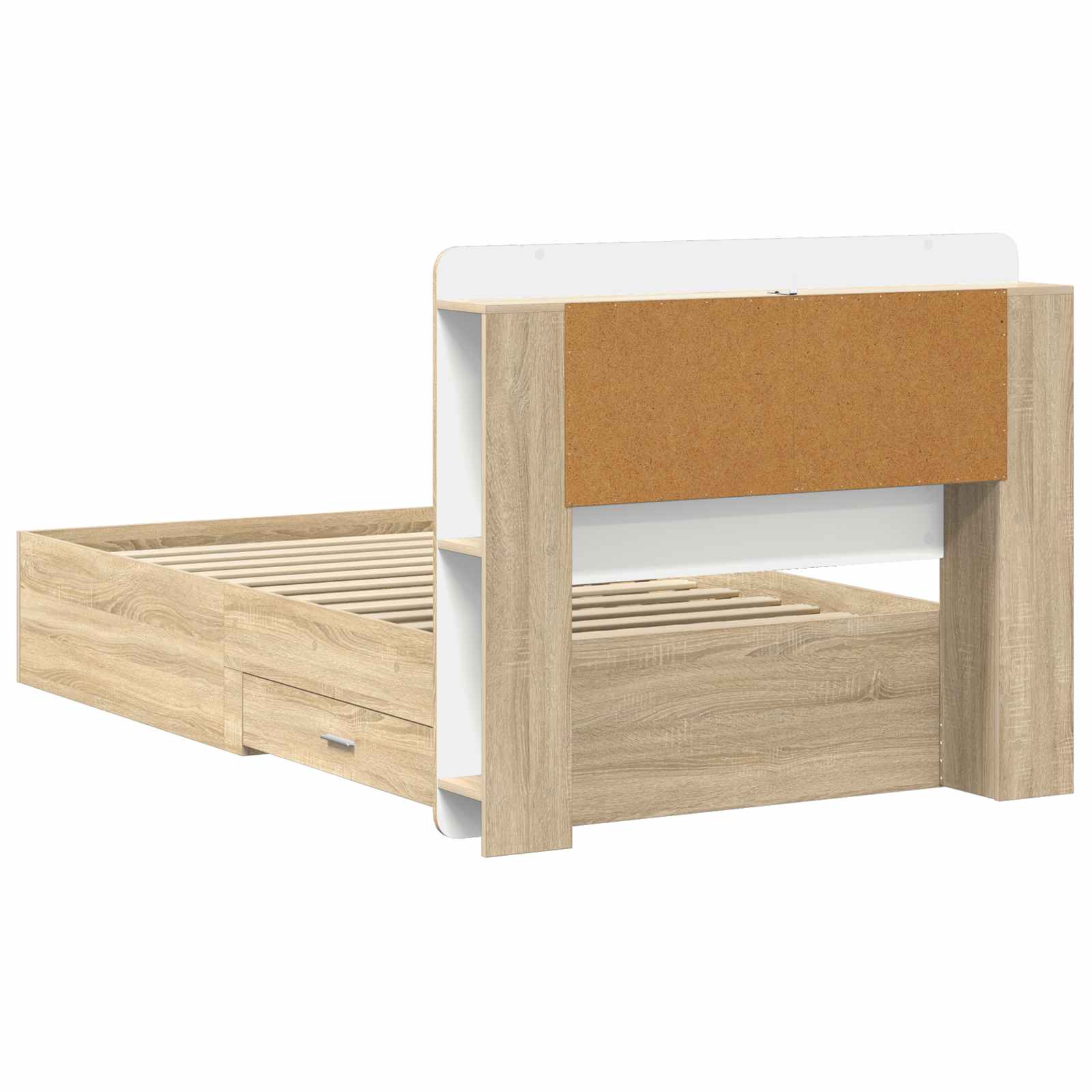 Bedframe met opslag Sonoma Eiken 100 x 200 cm Bewerkt hout is nu te koop bij PeponiXL, paradijselijk wonen!