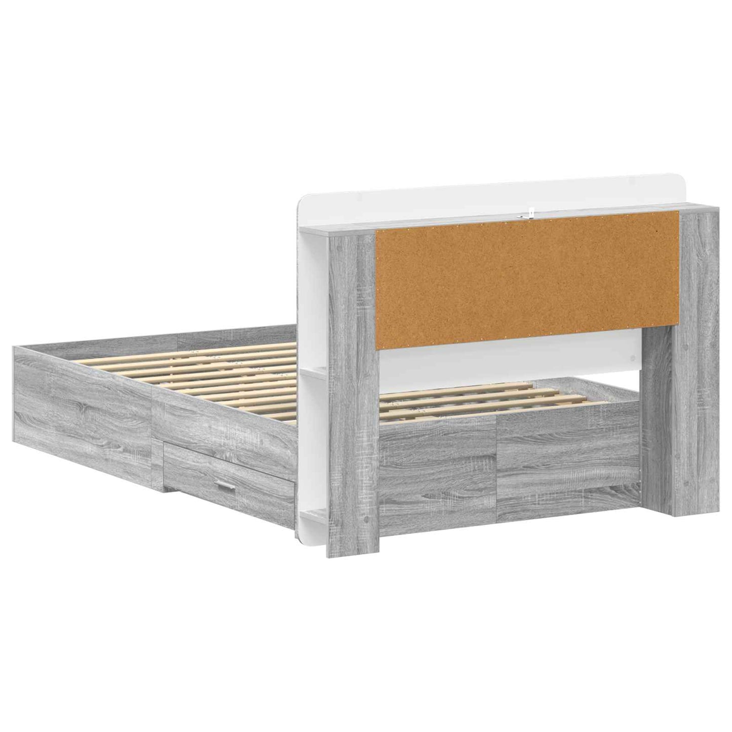 Bedframe met opslag Grijs Sonoma 120 x 190 cm Bewerkt hout is nu te koop bij PeponiXL, paradijselijk wonen!