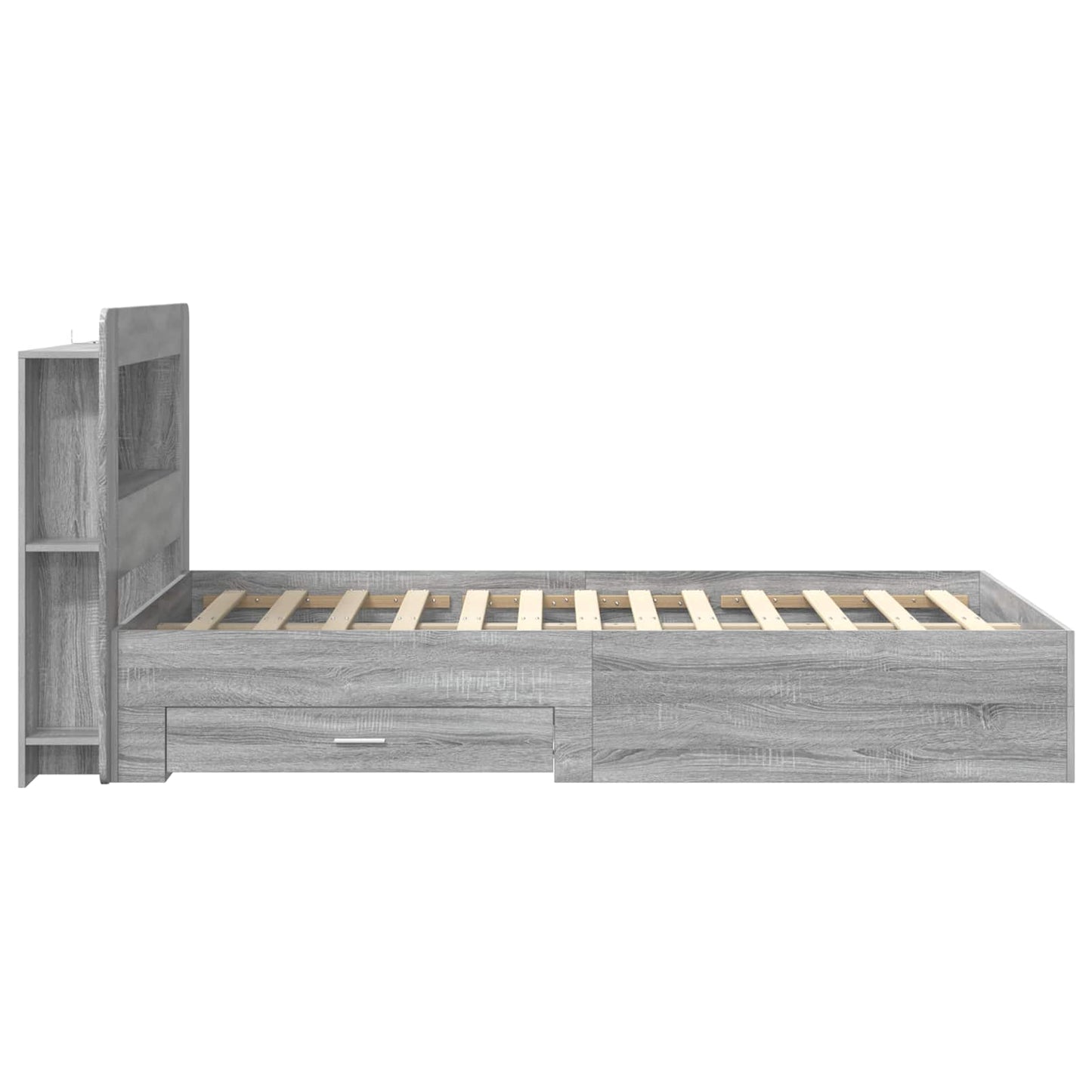 Bedframe met opslag Grijs Sonoma 120 x 190 cm Bewerkt hout is nu te koop bij PeponiXL, paradijselijk wonen!