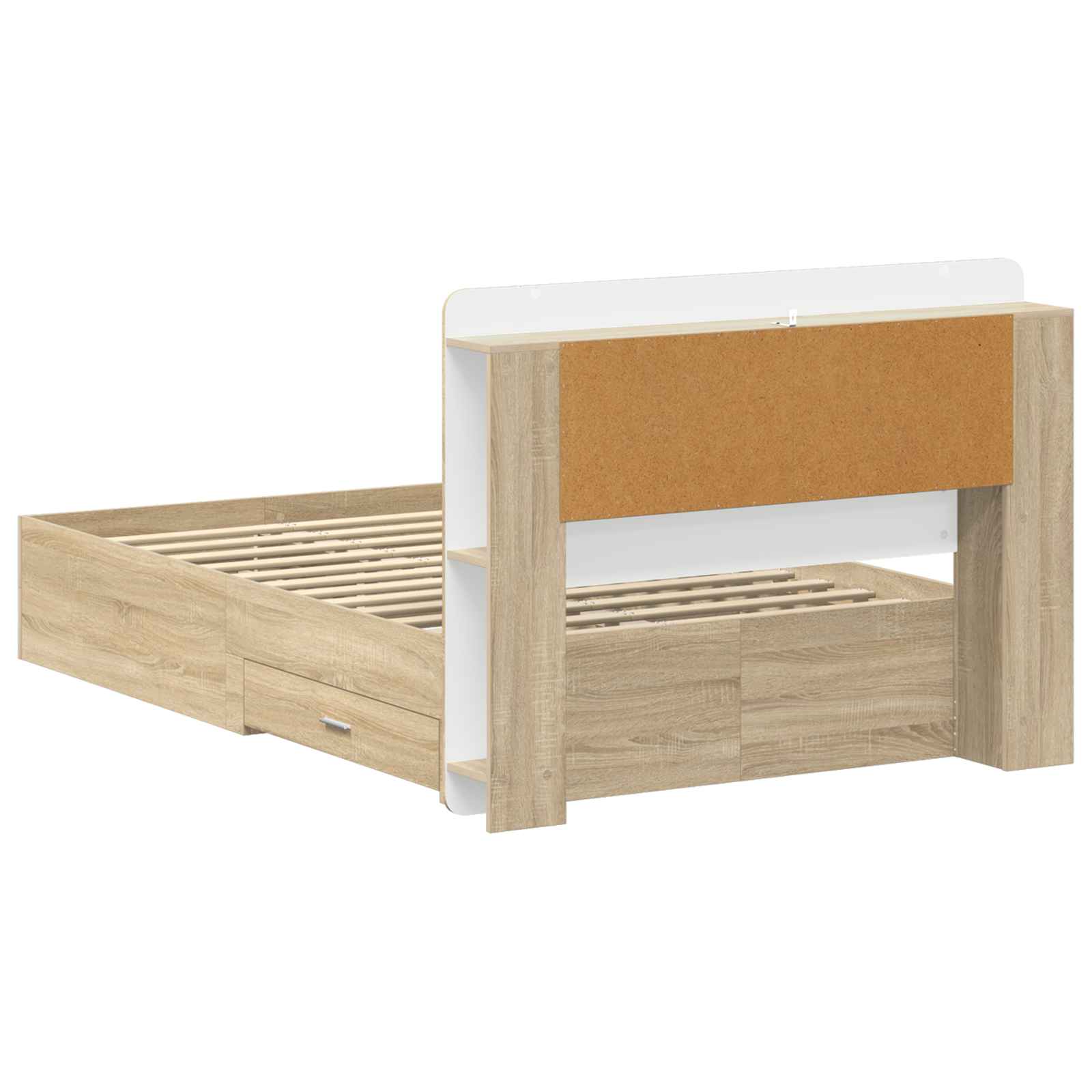 Bedframe met opslag Sonoma Eiken 120 x 190 cm Bewerkt hout is nu te koop bij PeponiXL, paradijselijk wonen!