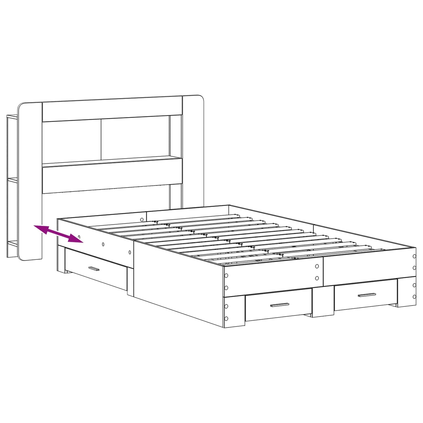 Bedframe met opslag Sonoma Eiken 120 x 190 cm Bewerkt hout is nu te koop bij PeponiXL, paradijselijk wonen!