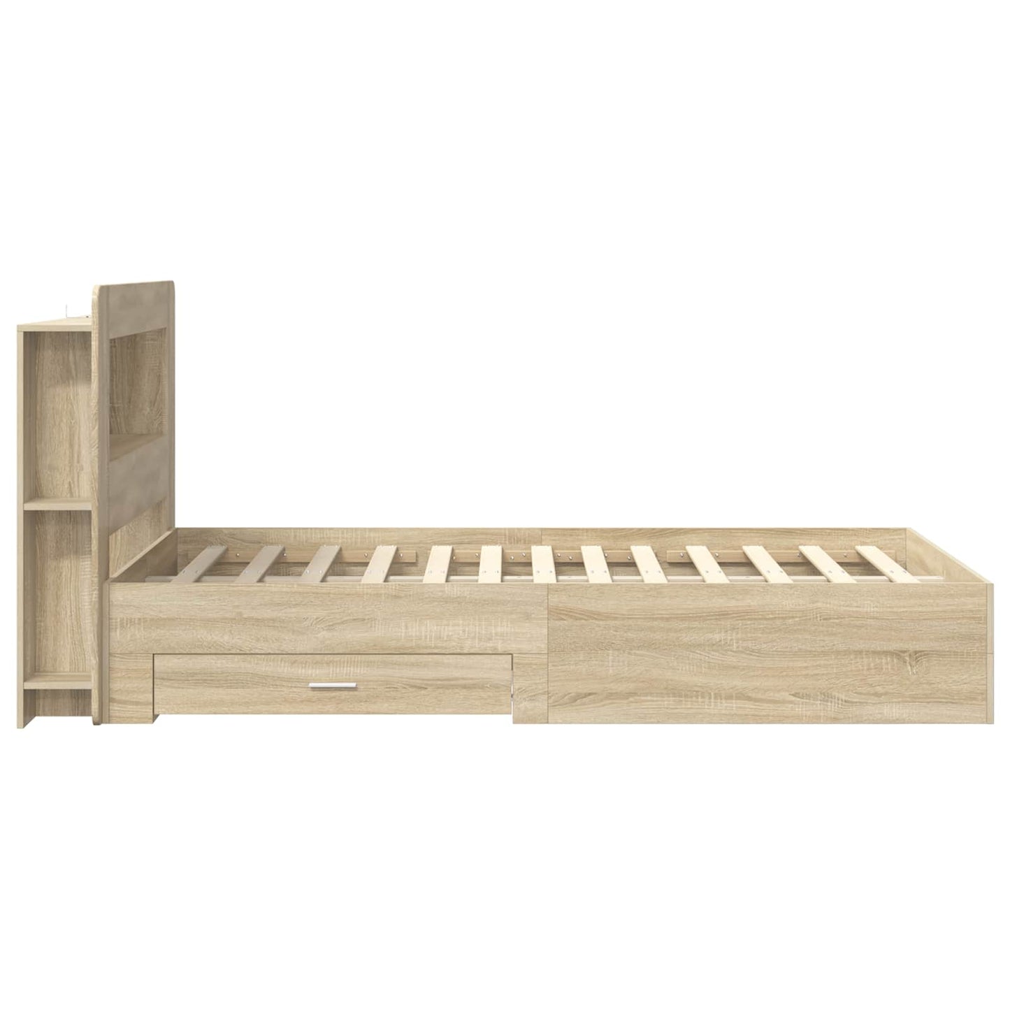 Bedframe met opslag Sonoma Eiken 120 x 190 cm Bewerkt hout is nu te koop bij PeponiXL, paradijselijk wonen!
