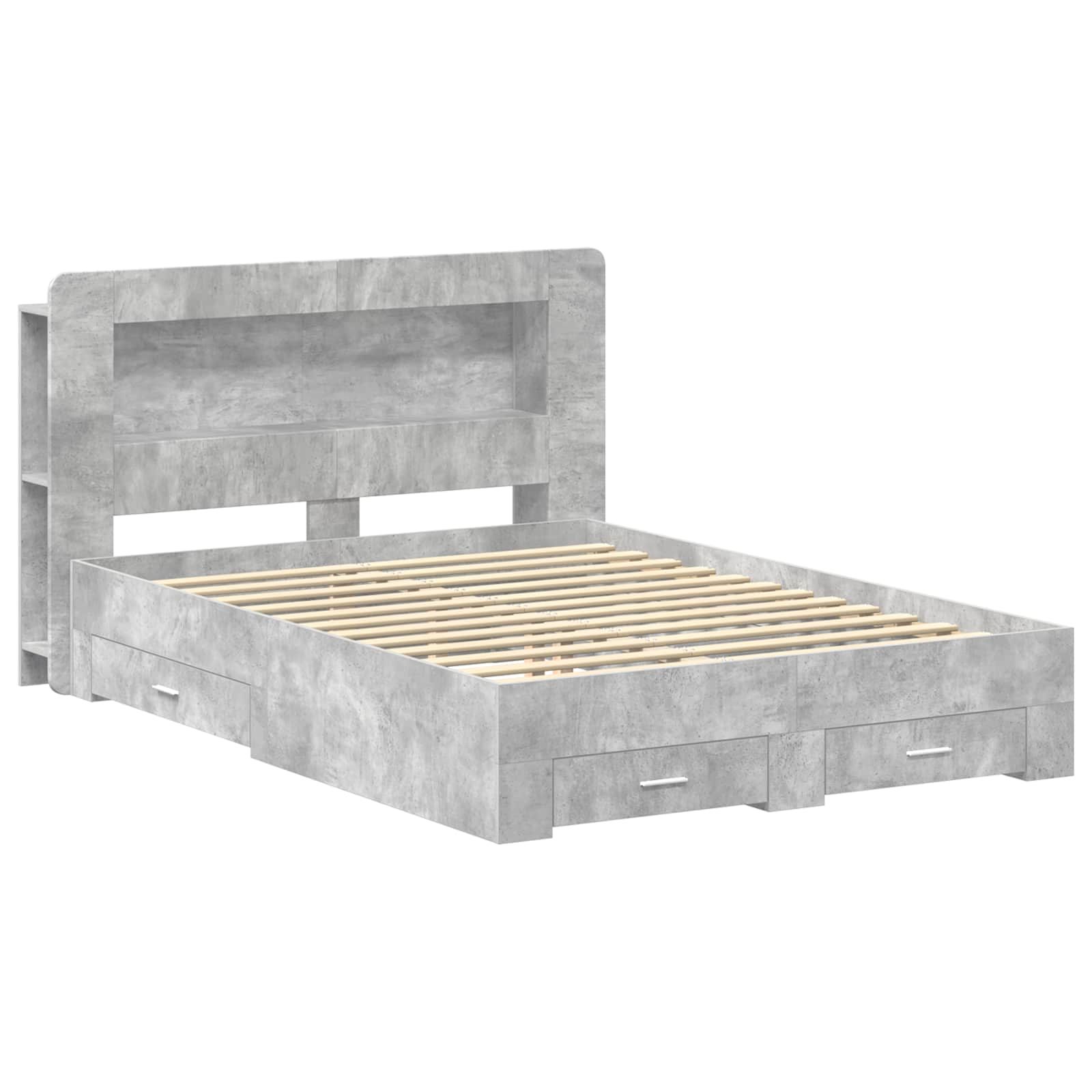 Bedframe met opslag Betongrijs 160 x 200 cm Bewerkt hout is nu te koop bij PeponiXL, paradijselijk wonen!