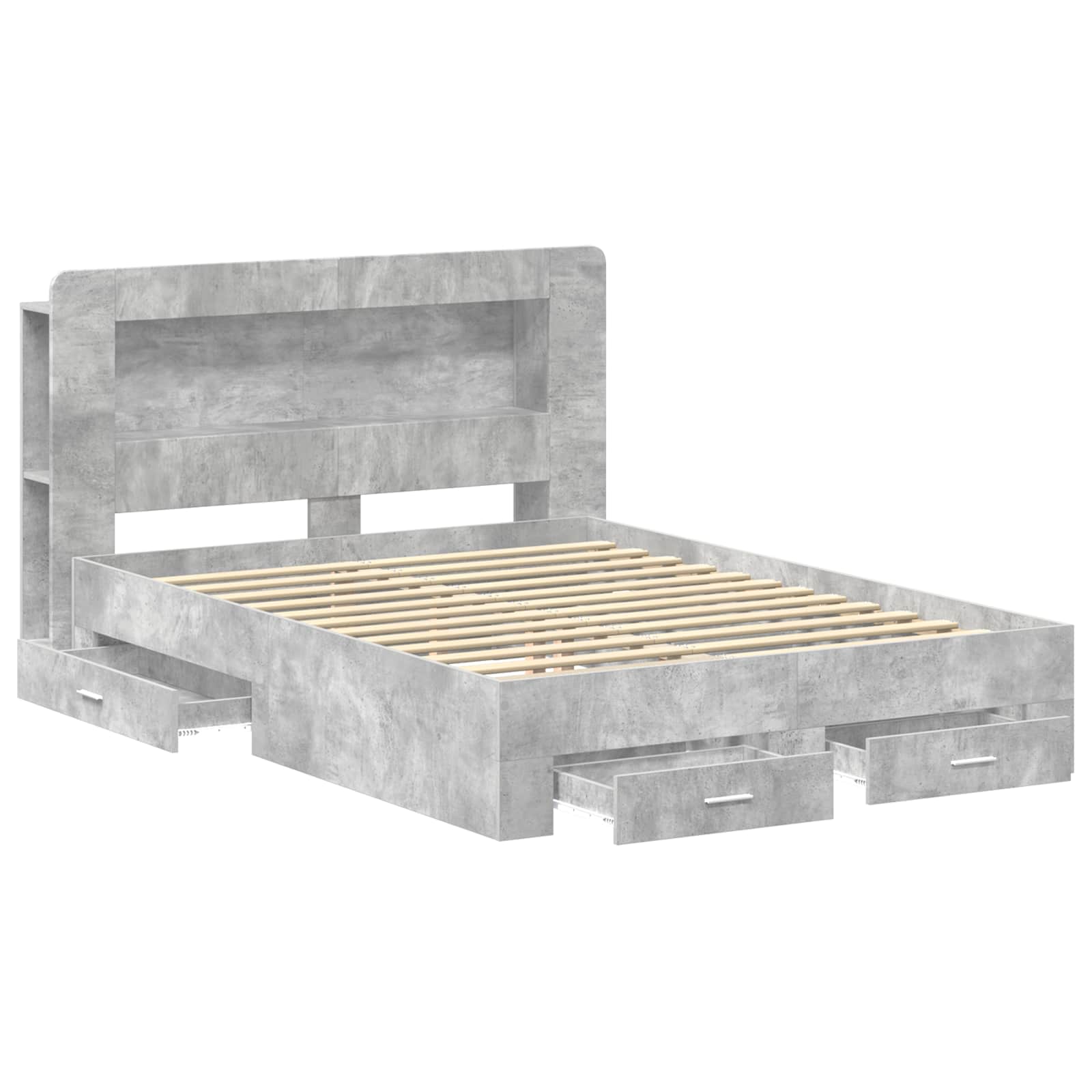 Bedframe met opslag Betongrijs 160 x 200 cm Bewerkt hout is nu te koop bij PeponiXL, paradijselijk wonen!