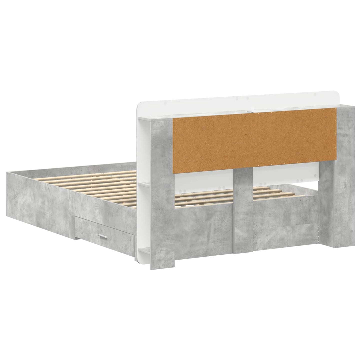 Bedframe met opslag Betongrijs 160 x 200 cm Bewerkt hout is nu te koop bij PeponiXL, paradijselijk wonen!