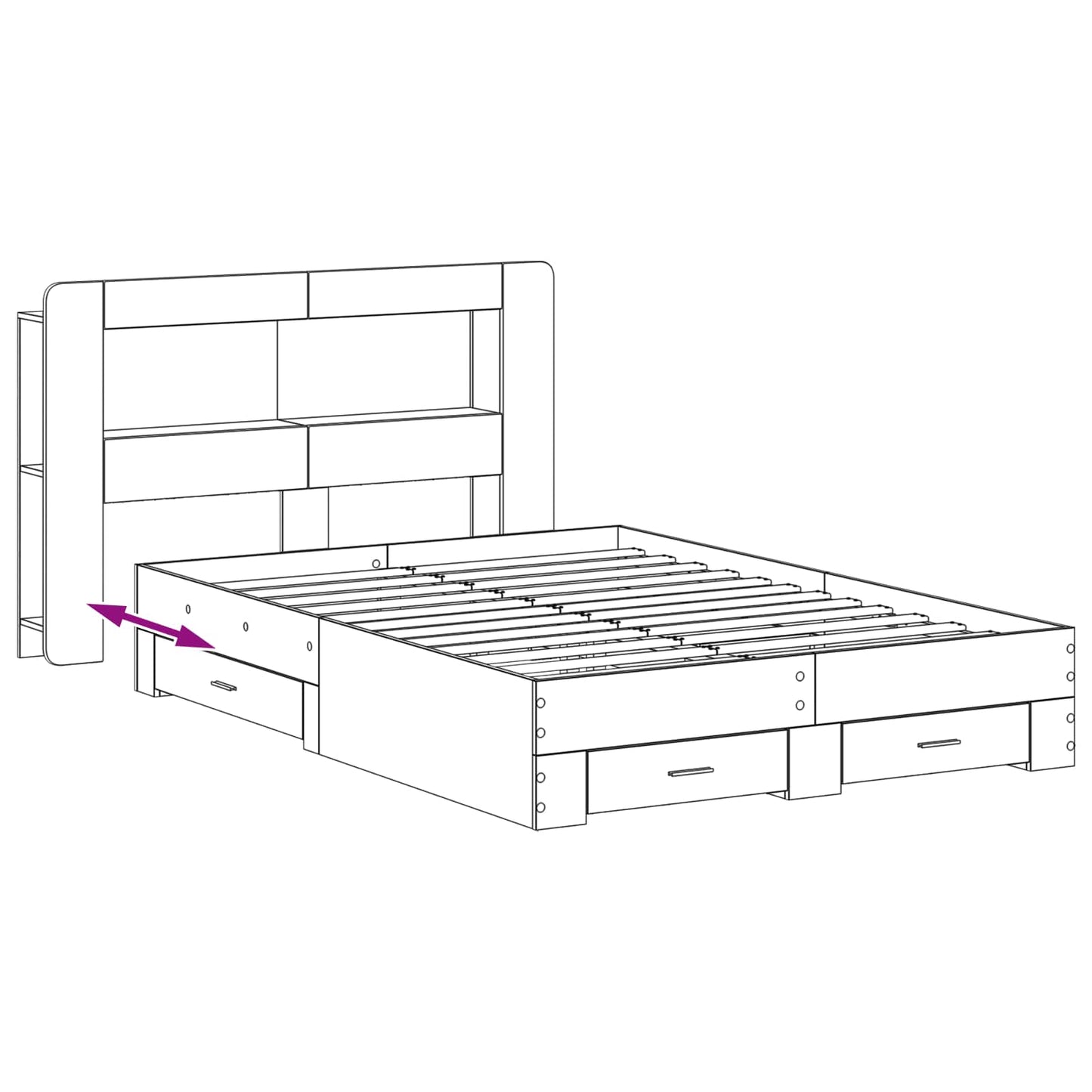 Bedframe met opslag Betongrijs 160 x 200 cm Bewerkt hout is nu te koop bij PeponiXL, paradijselijk wonen!