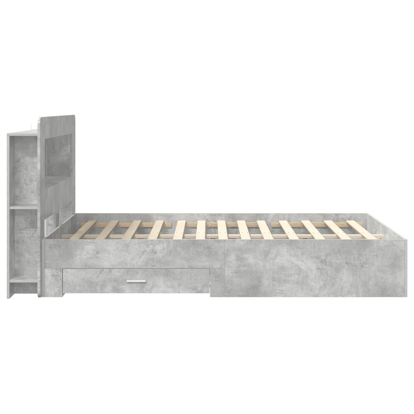 Bedframe met opslag Betongrijs 160 x 200 cm Bewerkt hout is nu te koop bij PeponiXL, paradijselijk wonen!