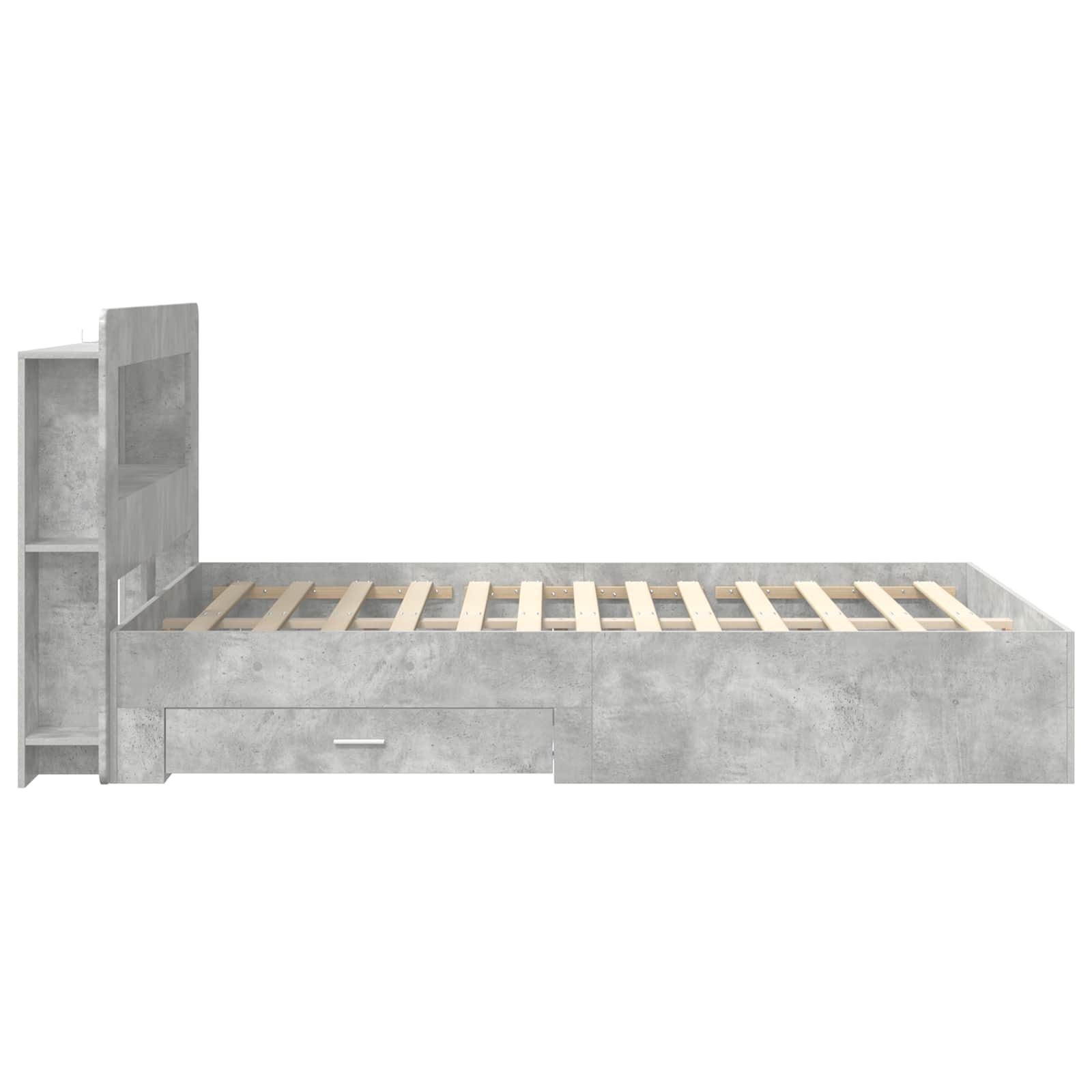 Bedframe met opslag Betongrijs 160 x 200 cm Bewerkt hout is nu te koop bij PeponiXL, paradijselijk wonen!