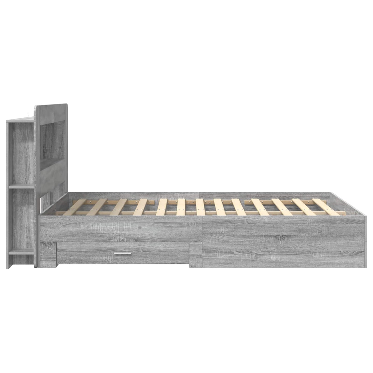 Bedframe met opslag Grijs Sonoma 160 x 200 cm Bewerkt hout is nu te koop bij PeponiXL, paradijselijk wonen!