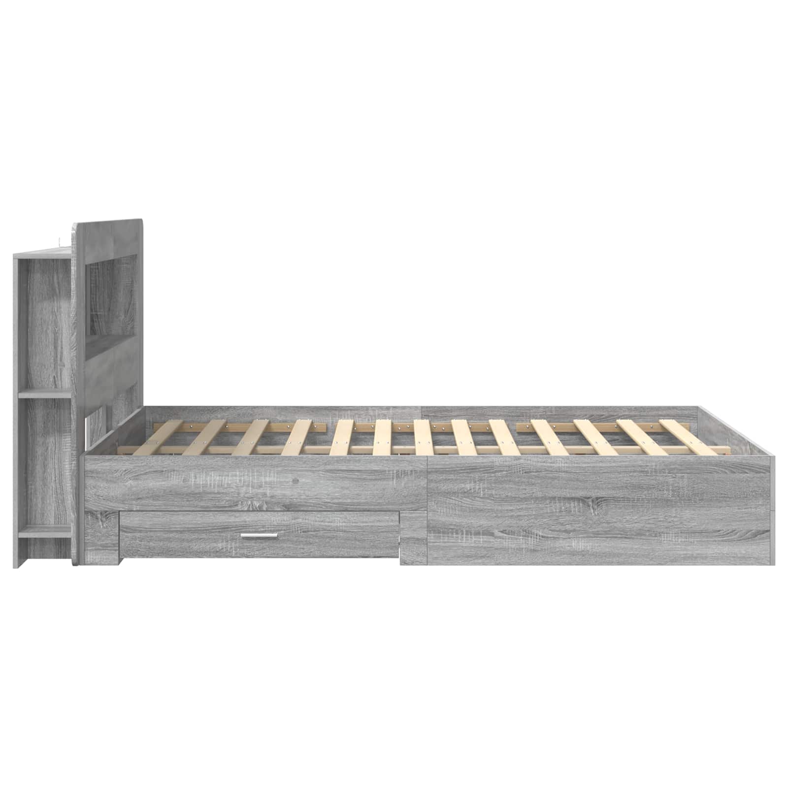 Bedframe met opslag Grijs Sonoma 160 x 200 cm Bewerkt hout is nu te koop bij PeponiXL, paradijselijk wonen!