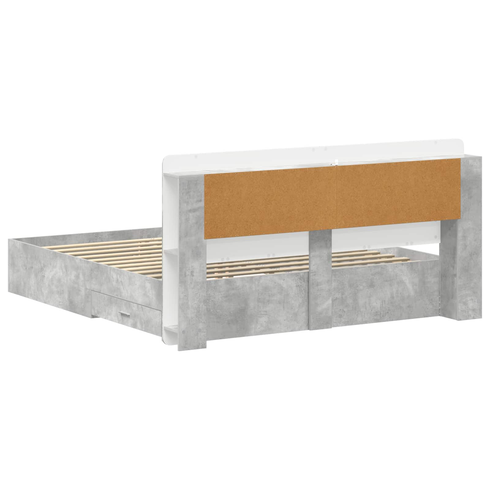 Bedframe met opslag Betongrijs 200 x 200 cm Bewerkt hout is nu te koop bij PeponiXL, paradijselijk wonen!