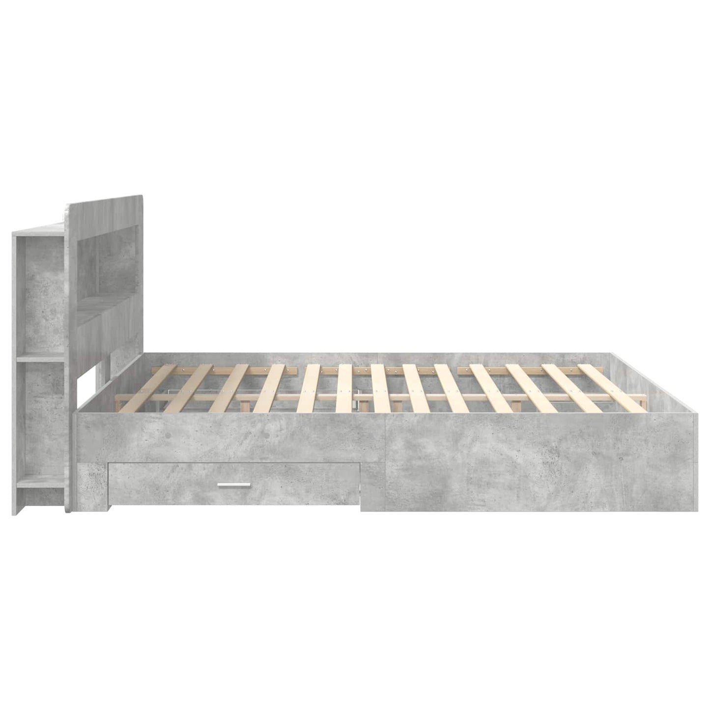 Bedframe met opslag Betongrijs 200 x 200 cm Bewerkt hout is nu te koop bij PeponiXL, paradijselijk wonen!