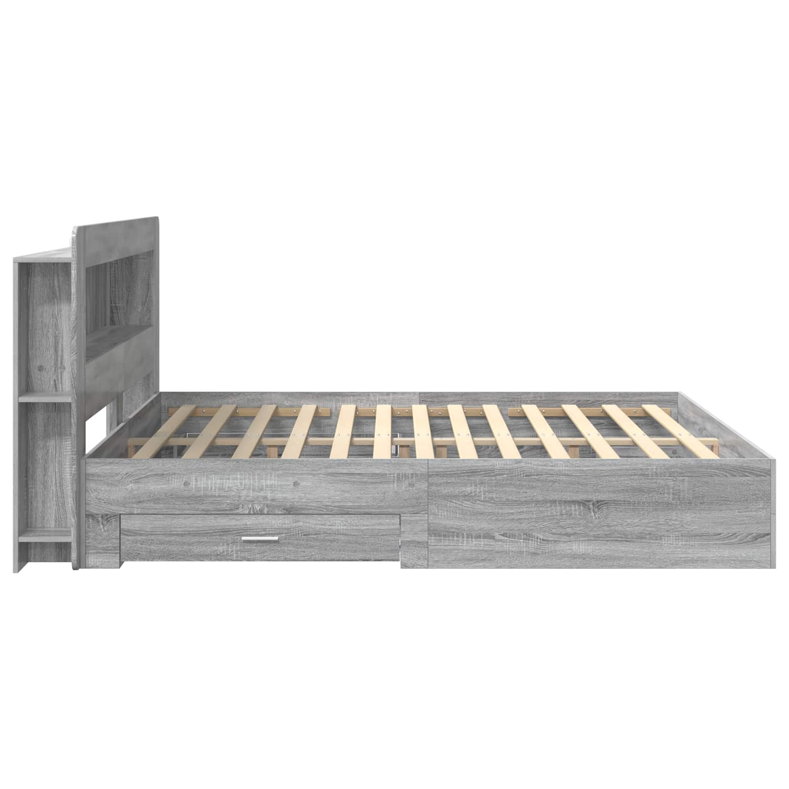 Bedframe met opslag Grijs Sonoma 200 x 200 cm Bewerkt hout is nu te koop bij PeponiXL, paradijselijk wonen!