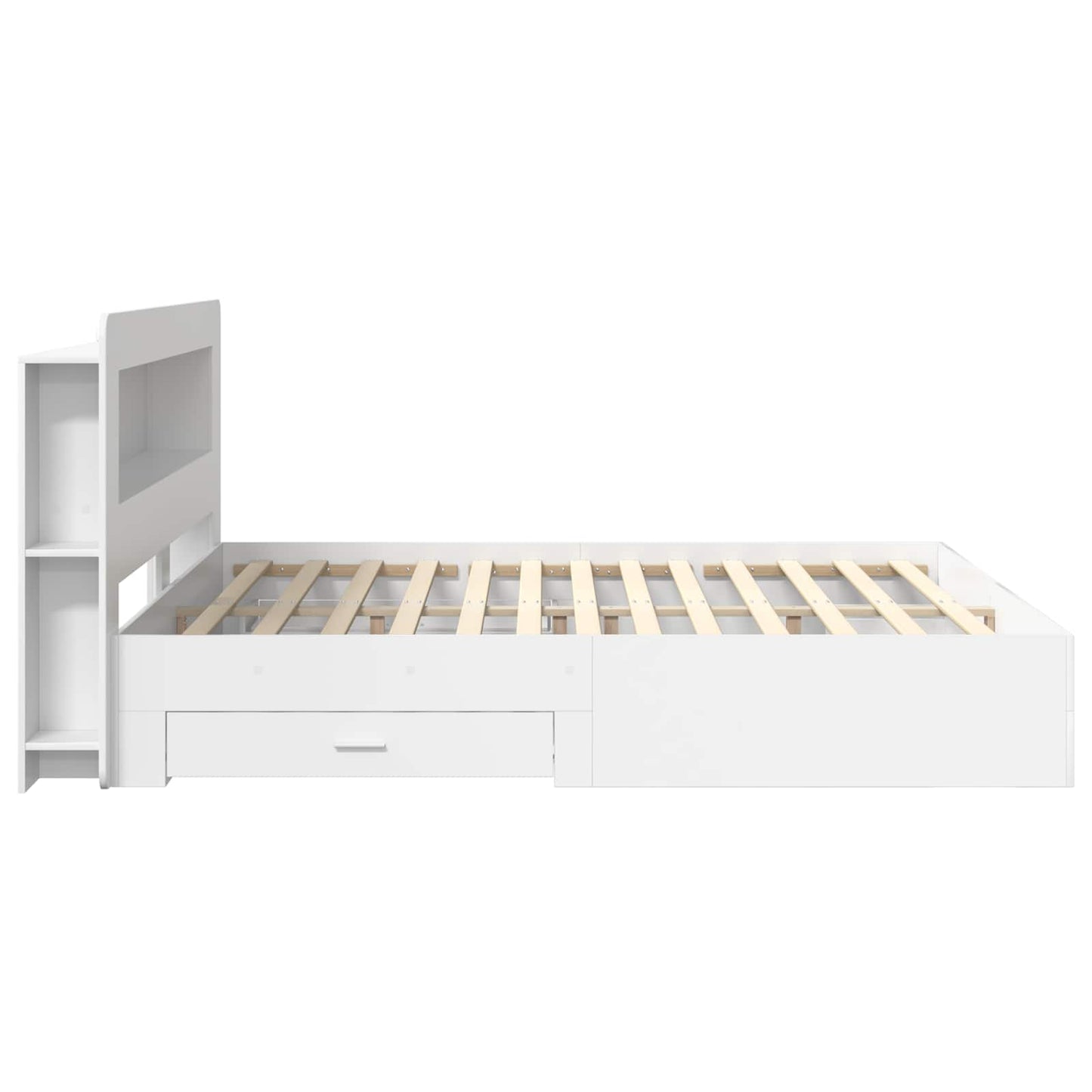 Bedframe met opslag Wit 200 x 200 cm Bewerkt hout is nu te koop bij PeponiXL, paradijselijk wonen!