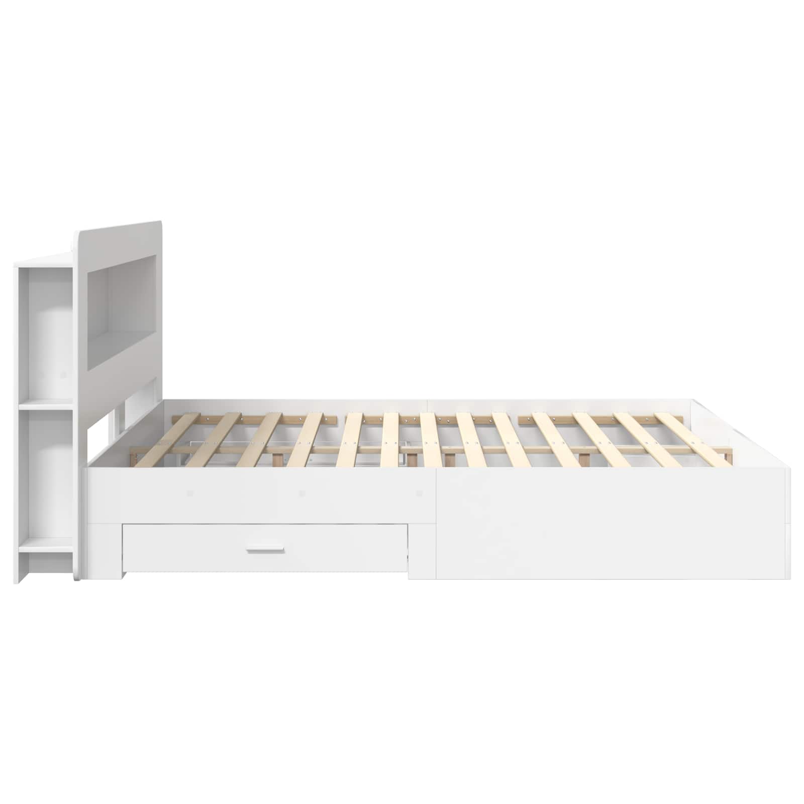 Bedframe met opslag Wit 200 x 200 cm Bewerkt hout is nu te koop bij PeponiXL, paradijselijk wonen!