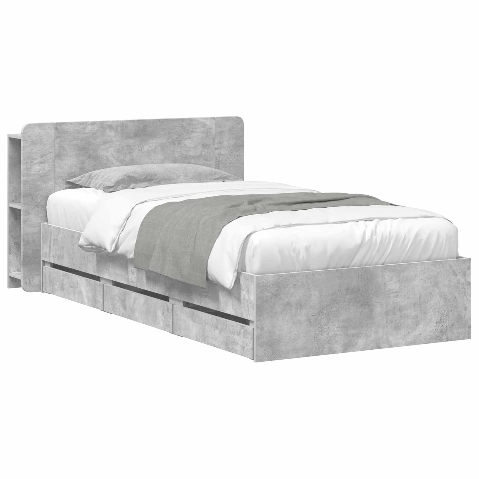 Bedframe met opslag Betongrijs 75 x 190 cm Bewerkt hout is nu te koop bij PeponiXL, paradijselijk wonen!